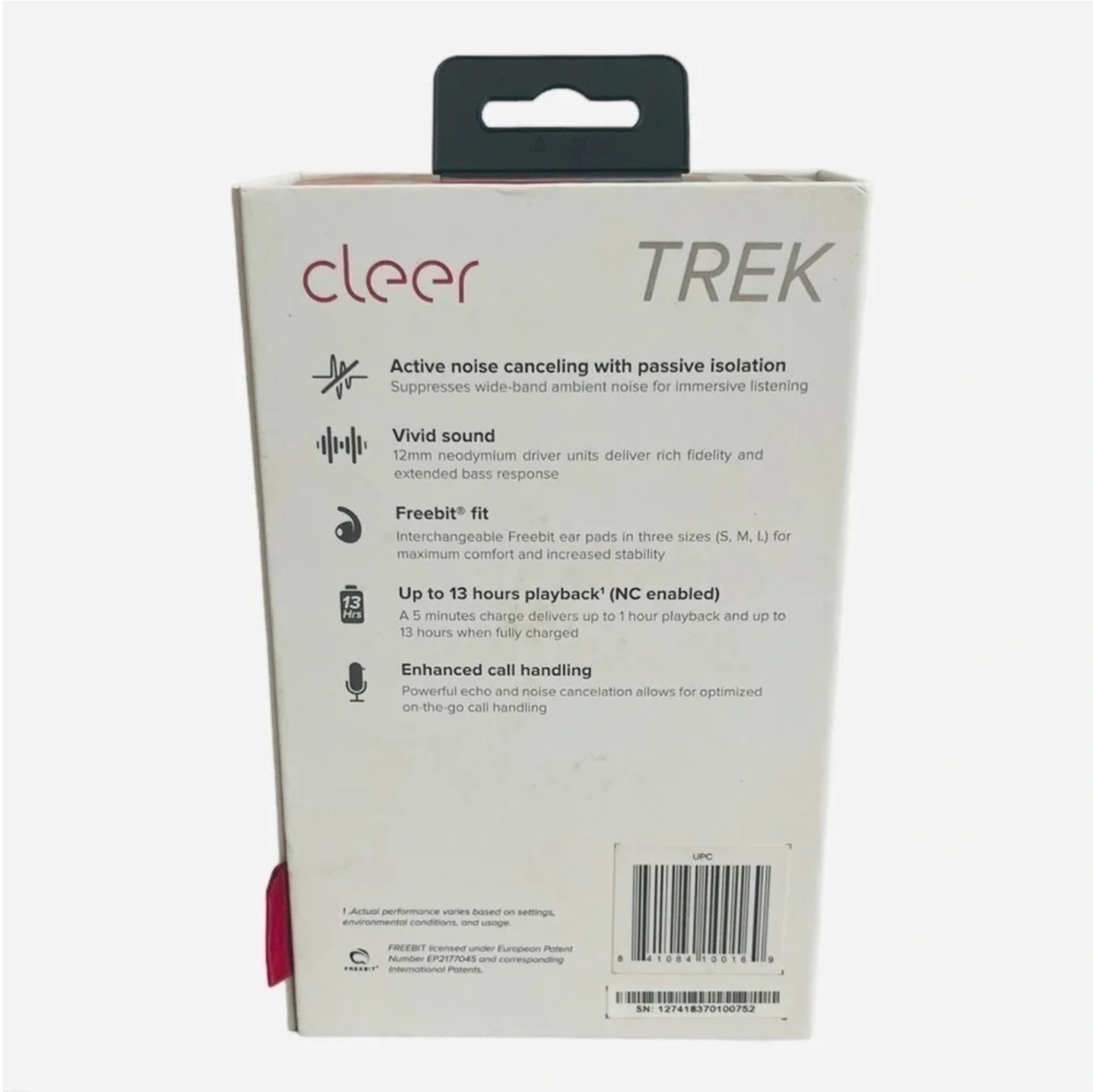 Cleer Trek Active Noise Canceling In-Ear Headphones Red 12mm Driver NIB