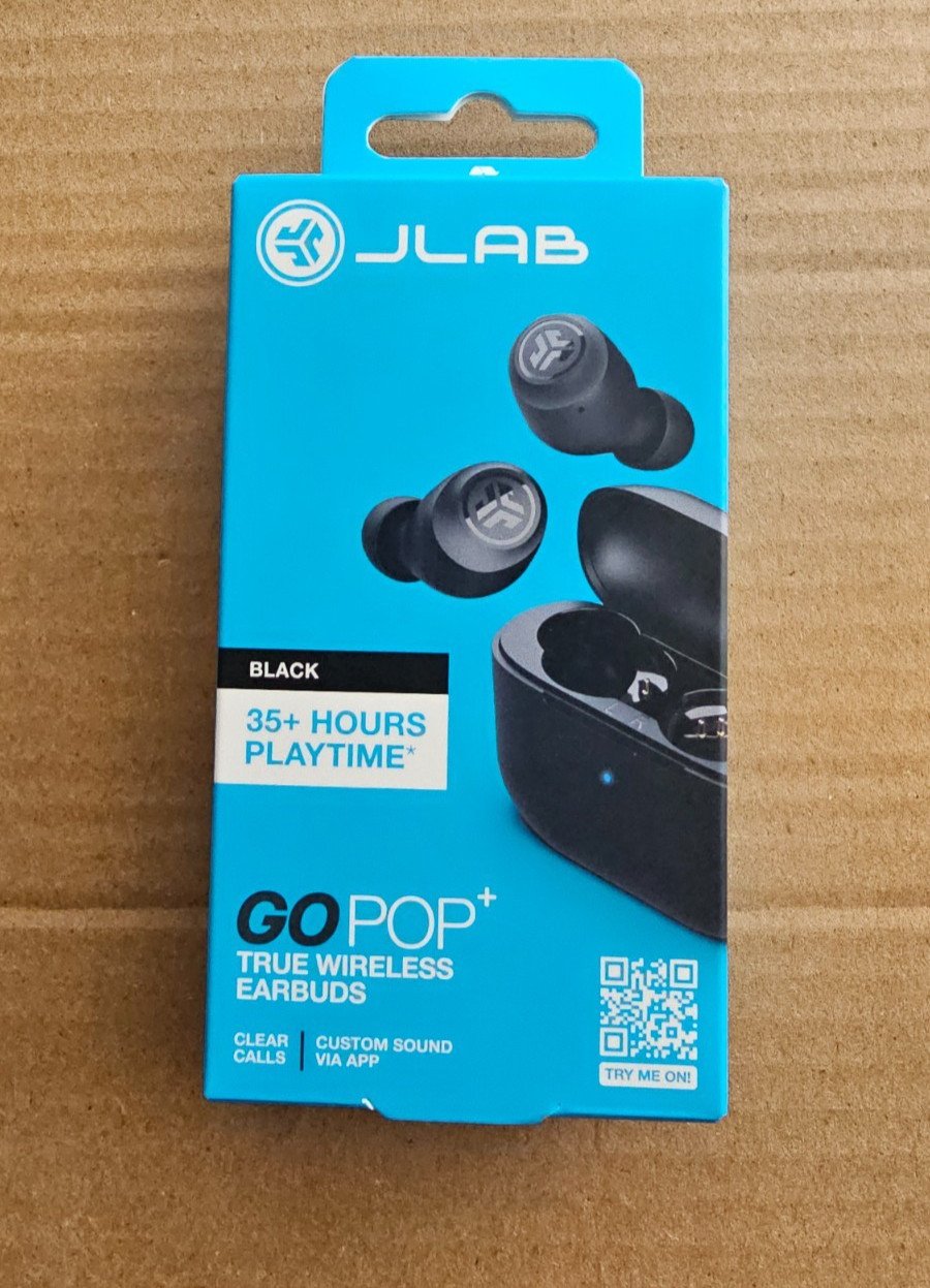 JLab GO Air Pop+ True Wireless Bluetooth Earbuds, Black NEW!