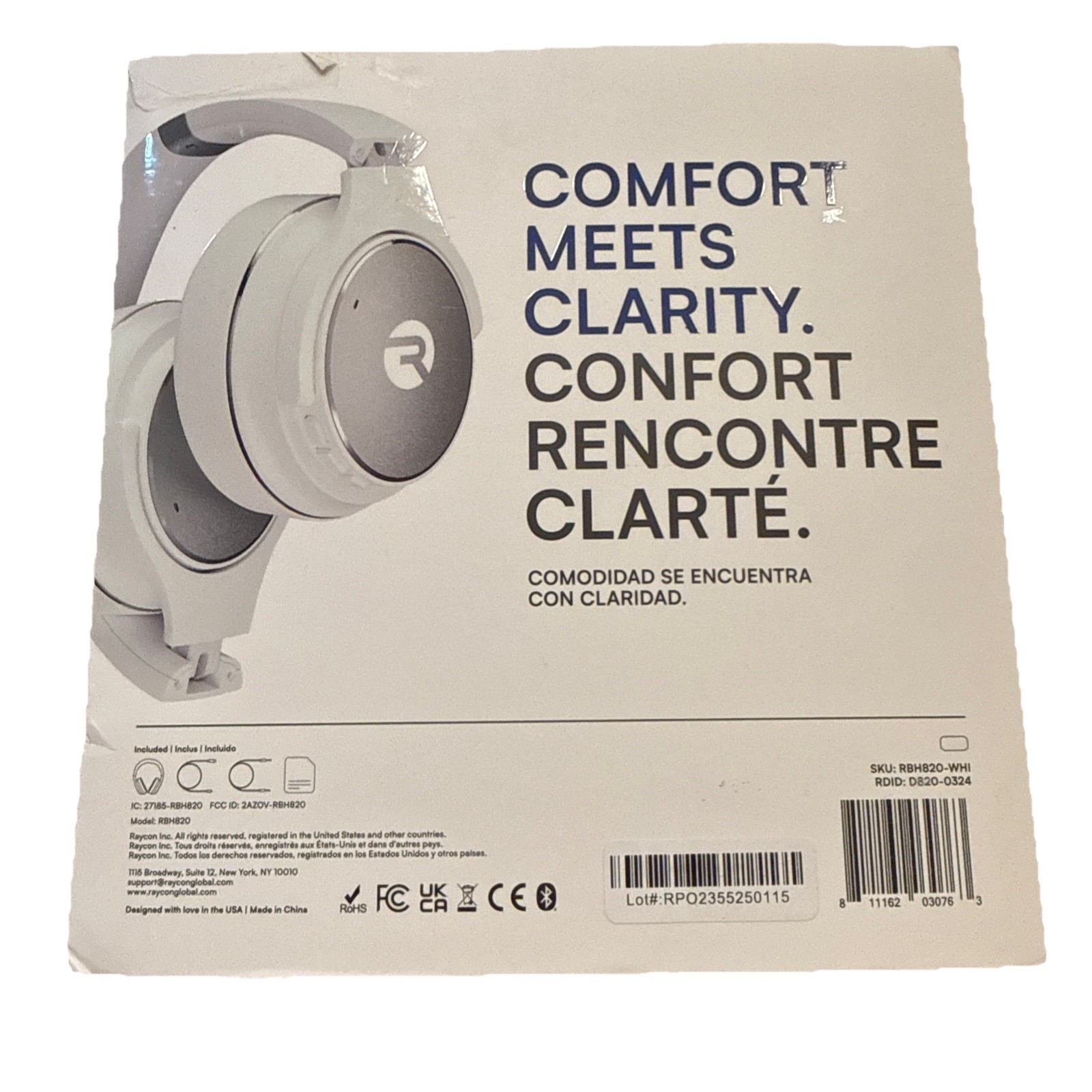 Raycon Everyday Bluetooth Headphones Over The Ear Active Noise Cancelling White