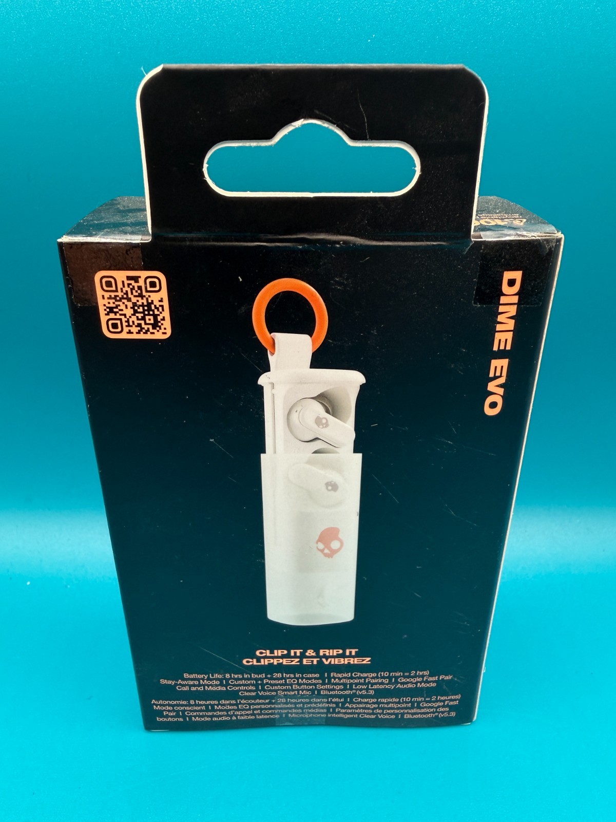Skullcandy – Dime EVO True Wireless Bluetooth In-Ear Earbuds – Bone/Orange NEW
