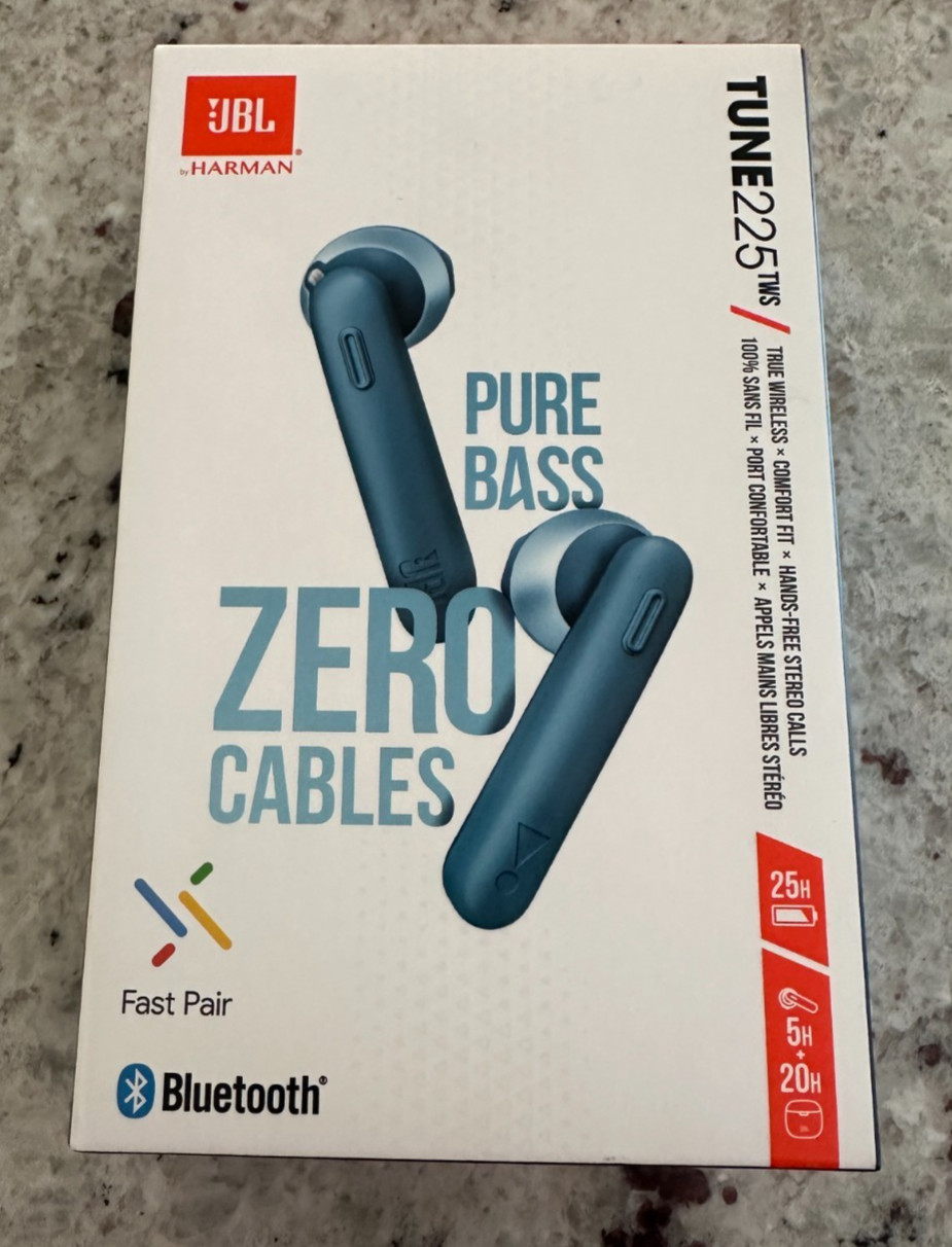 JBL Tune 225TWS True Wireless Earbuds – Blue (Brand New & Factory Sealed)