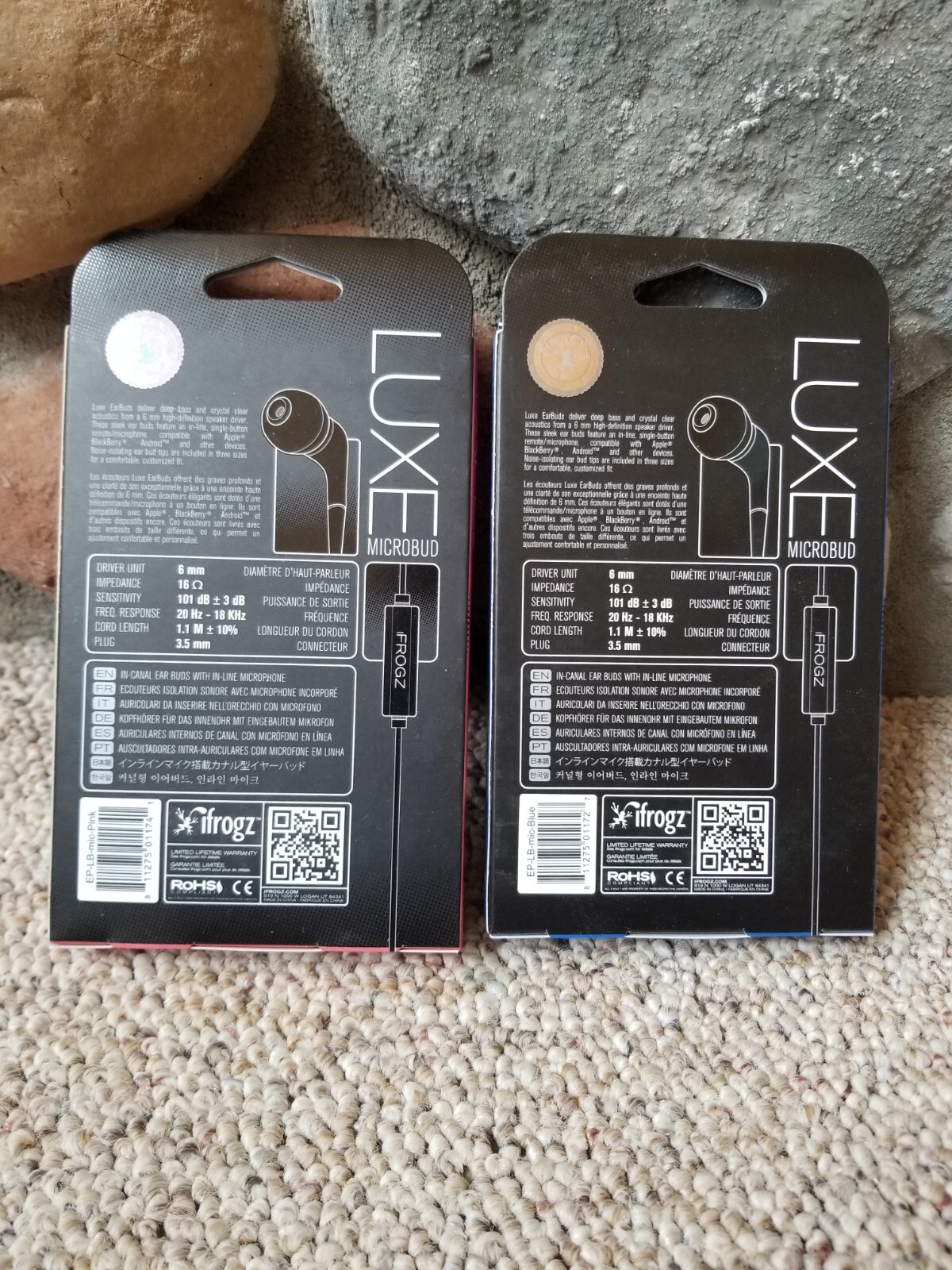 NEW iFROGZ Audio Luxe Microbud Noise Isolating Earbuds In-Line Microphone 2 Pair