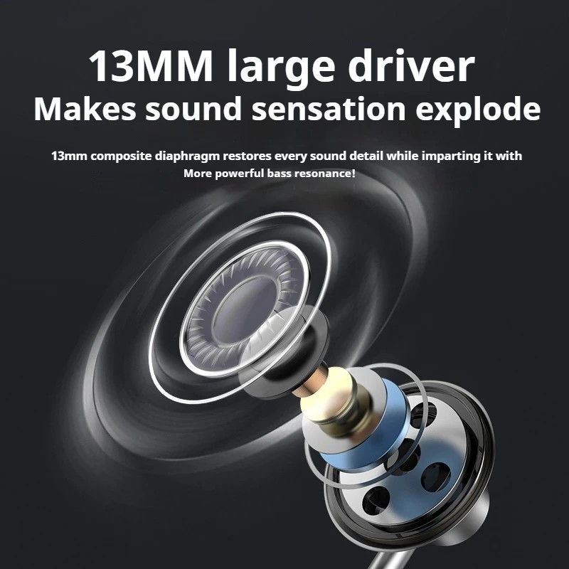 9D Surround Bass Type C&3.5Mm Headphones Wired Control Headset with HD Mic Earbu