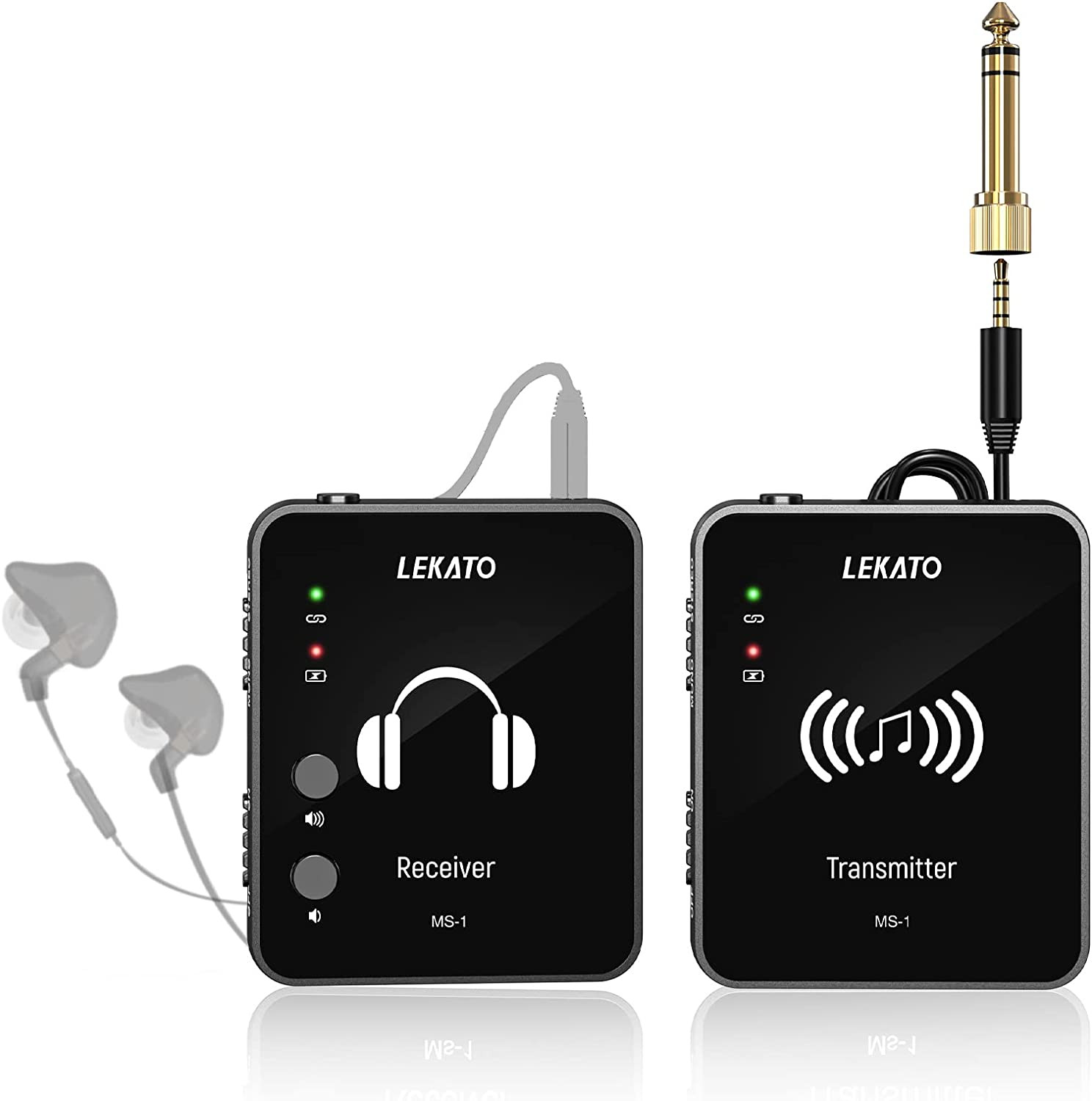LEKATO MS-1 Wireless in Ear Monitor System, 2.4Ghz Stereo In-Ear Monitoring with