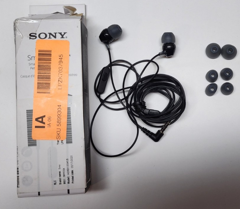 Sony MDR-EX14AP Wired 3.5mm Jack Earbud Stereo Headphones with Mic – Black