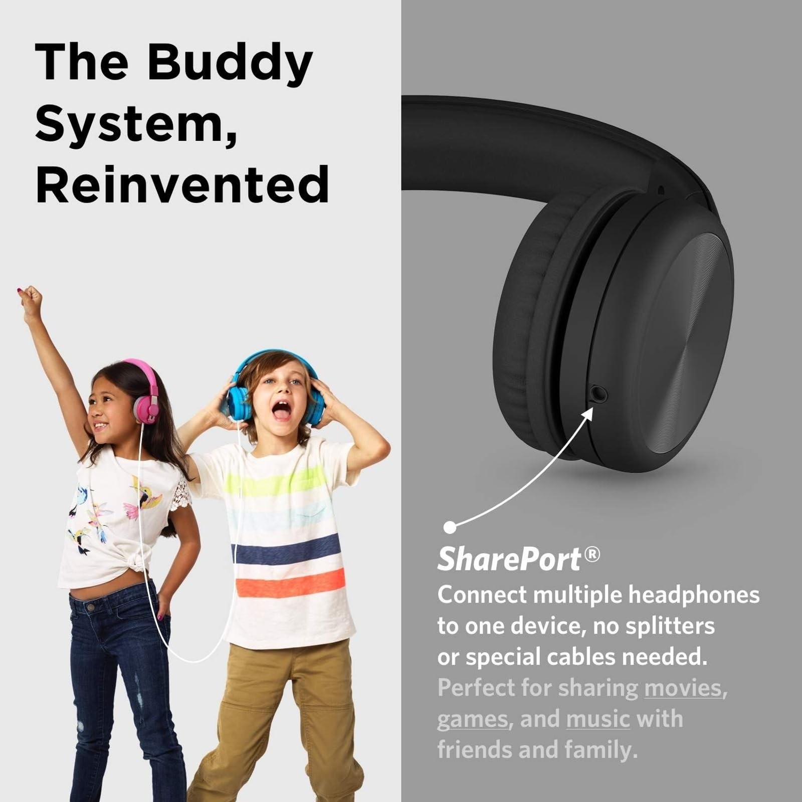 LilGadgets Connect+ Pro Wired Kids Headphones for School with Plain, Black