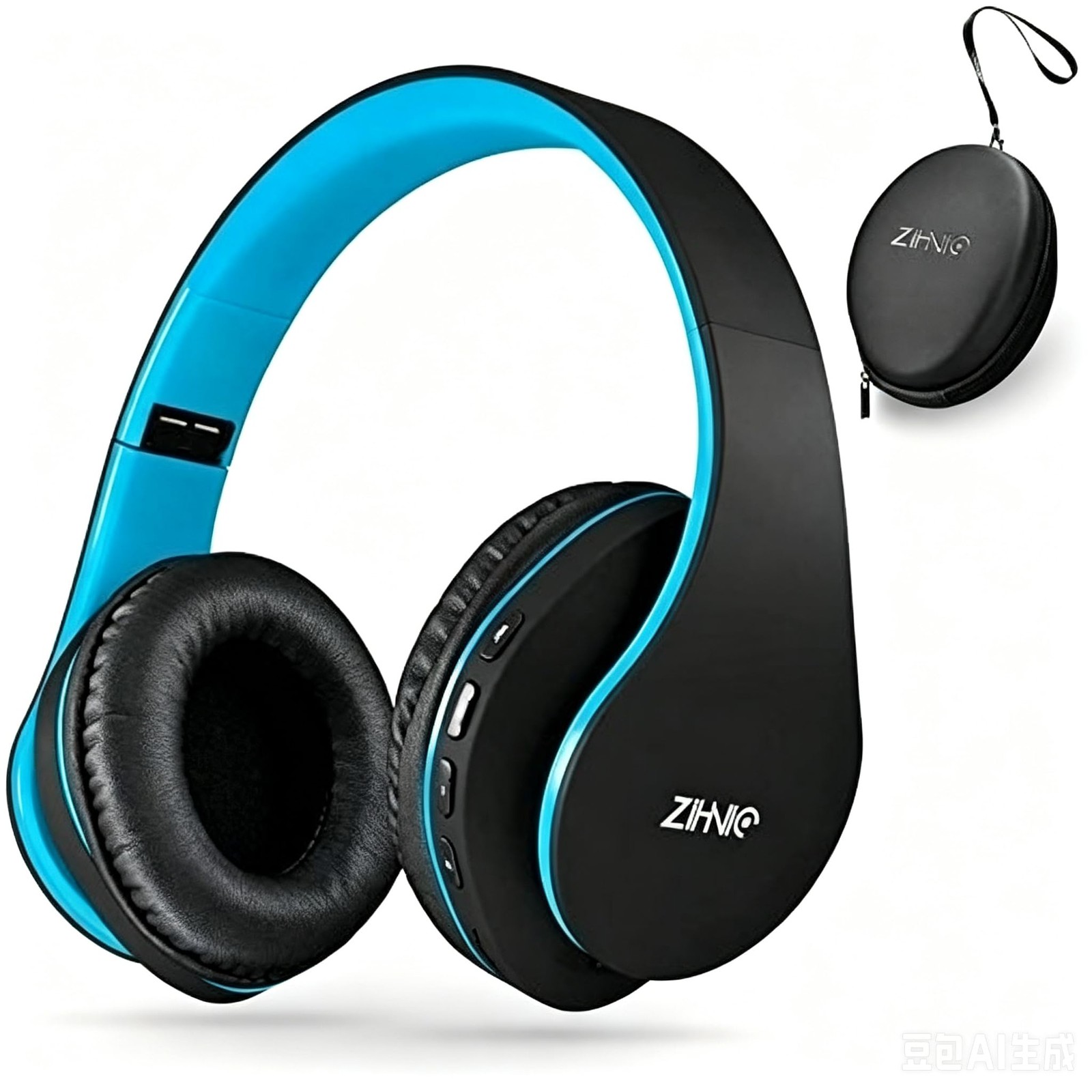 Bluetooth Headphones Over-Ear, Black/Blue