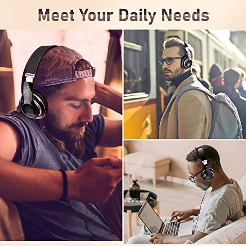 Bluetooth Headphones Over Ear, 6S Wireless Headphones Wired with 6 EQ Modes, …