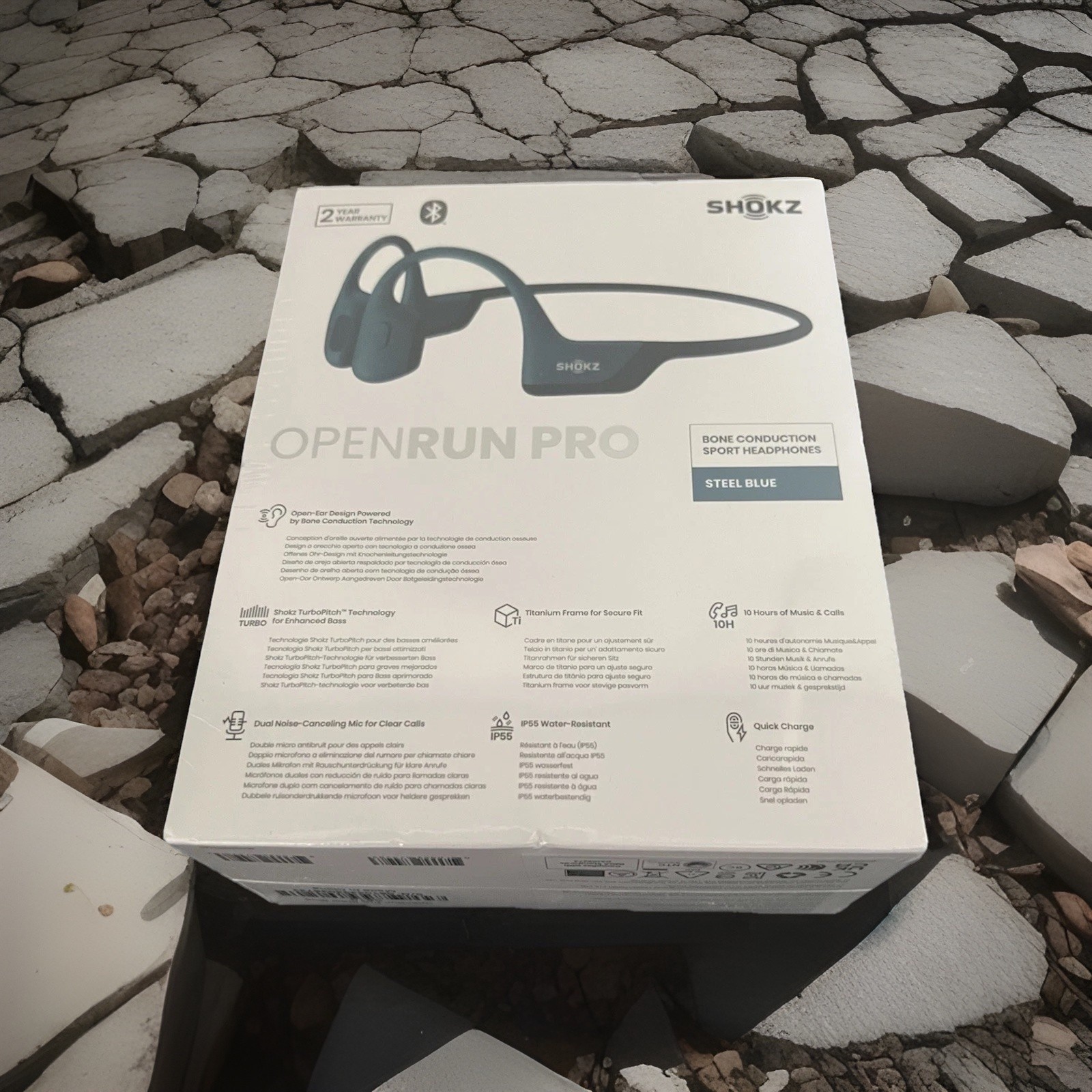 Shokz – OpenRun Pro Premium Bone Conduction Open-Ear Sport, S810 Steel Blue