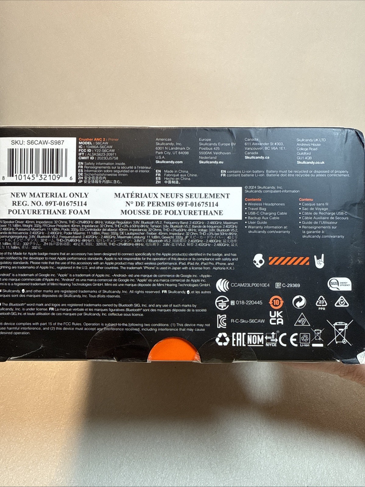 Skullcandy Crusher ANC 2 Wireless Over-Ear Bluetooth Headphones – PRIMER – NEW