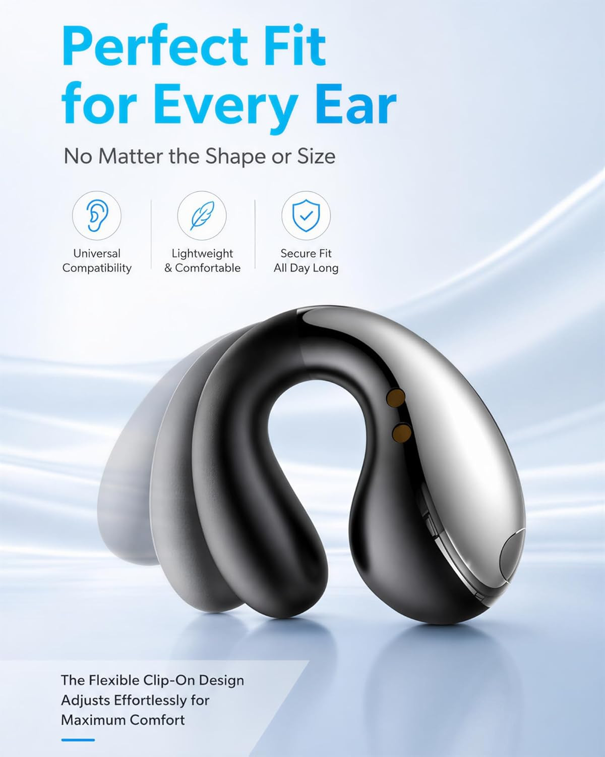 Boytond Ultra Open Ear Earbuds – Comfortable Clip-On Bone Conduction Earbuds, Ov