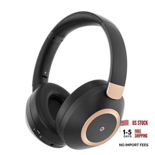 Active Noise Cancelling Headphones, 100H Playtime Headphones Wireless Black
