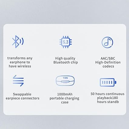 MMCX Bluetooth 5.3 High Fidelity Wireless Headphones 50 Hours Playback Life