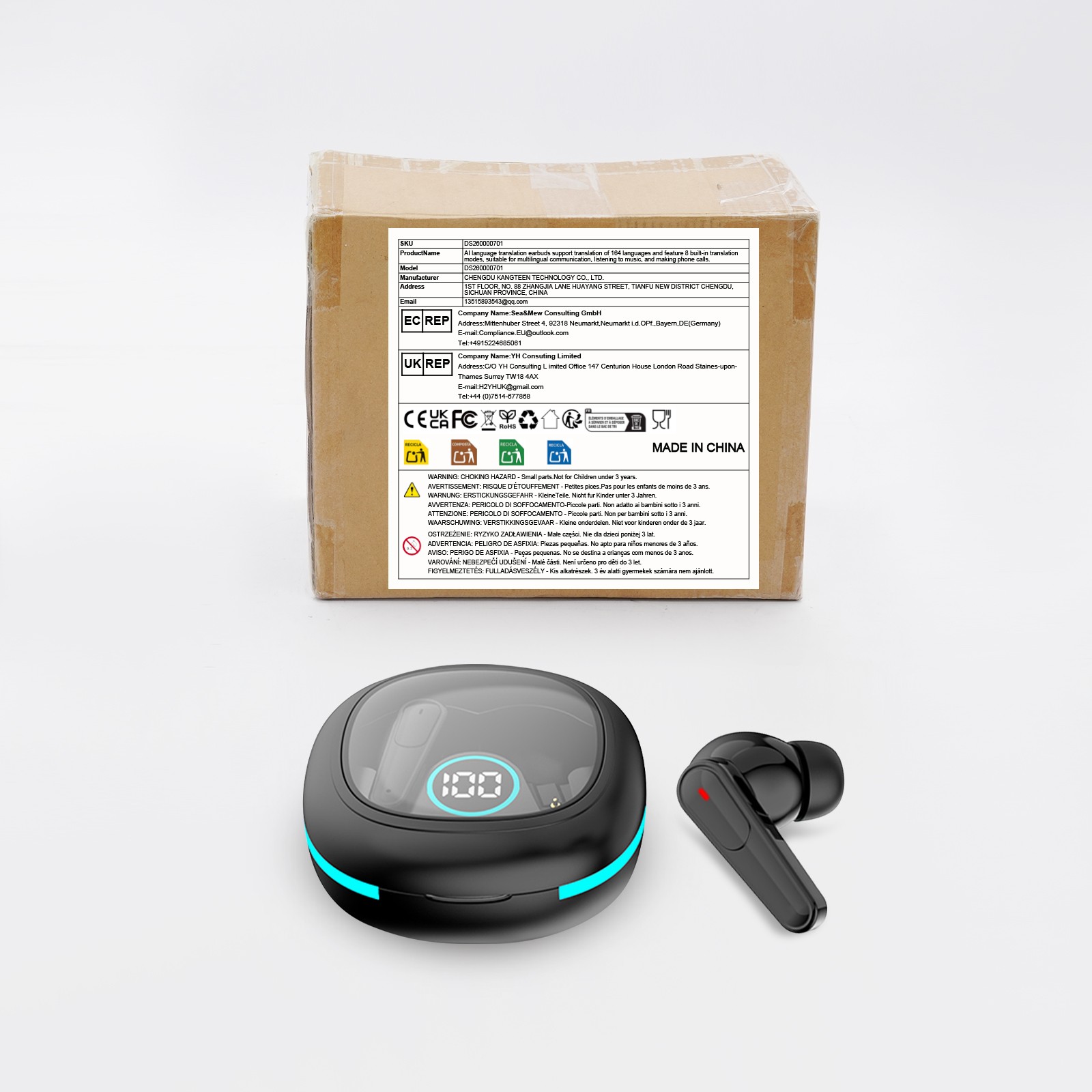 Real-Time AI Translation Earbuds with 164 Languages for Travel Business Learning