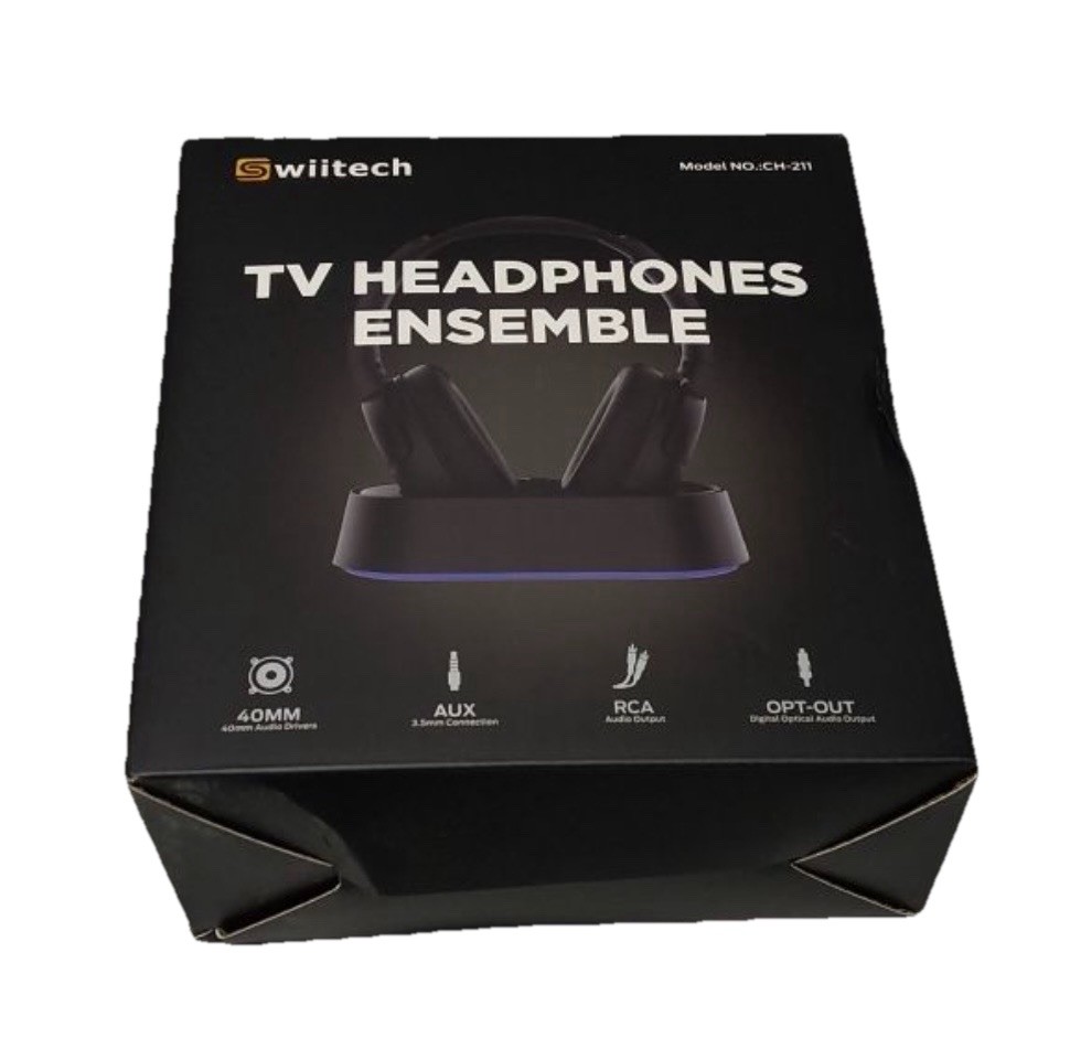Swiitech Wireless TV Headphones Charging Dock Bluetooth 5.3 No Delay Open Box