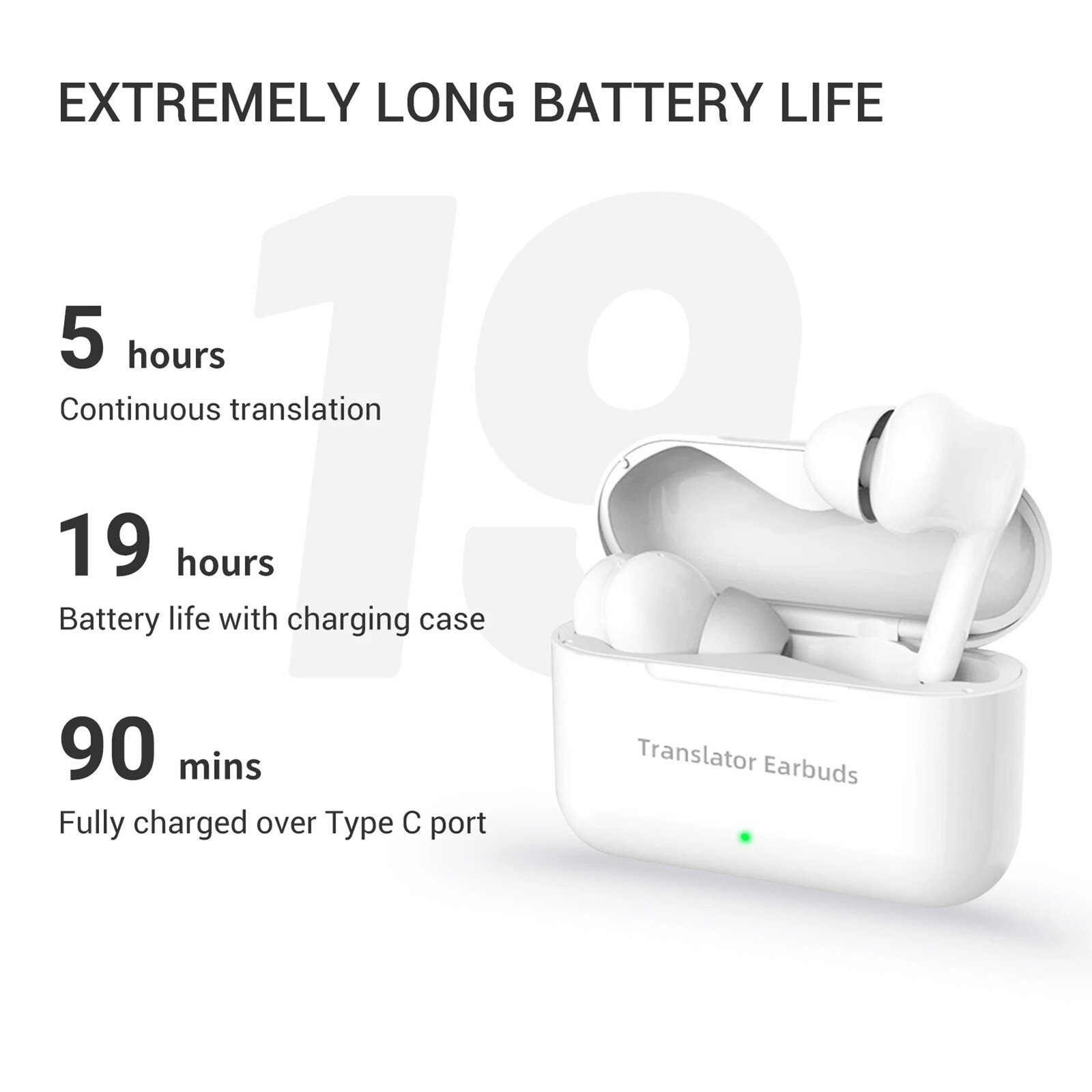 TRANSLATION TWS 5.0 Wireless 127 Real-Time Speech To Text Transcribe & Translate