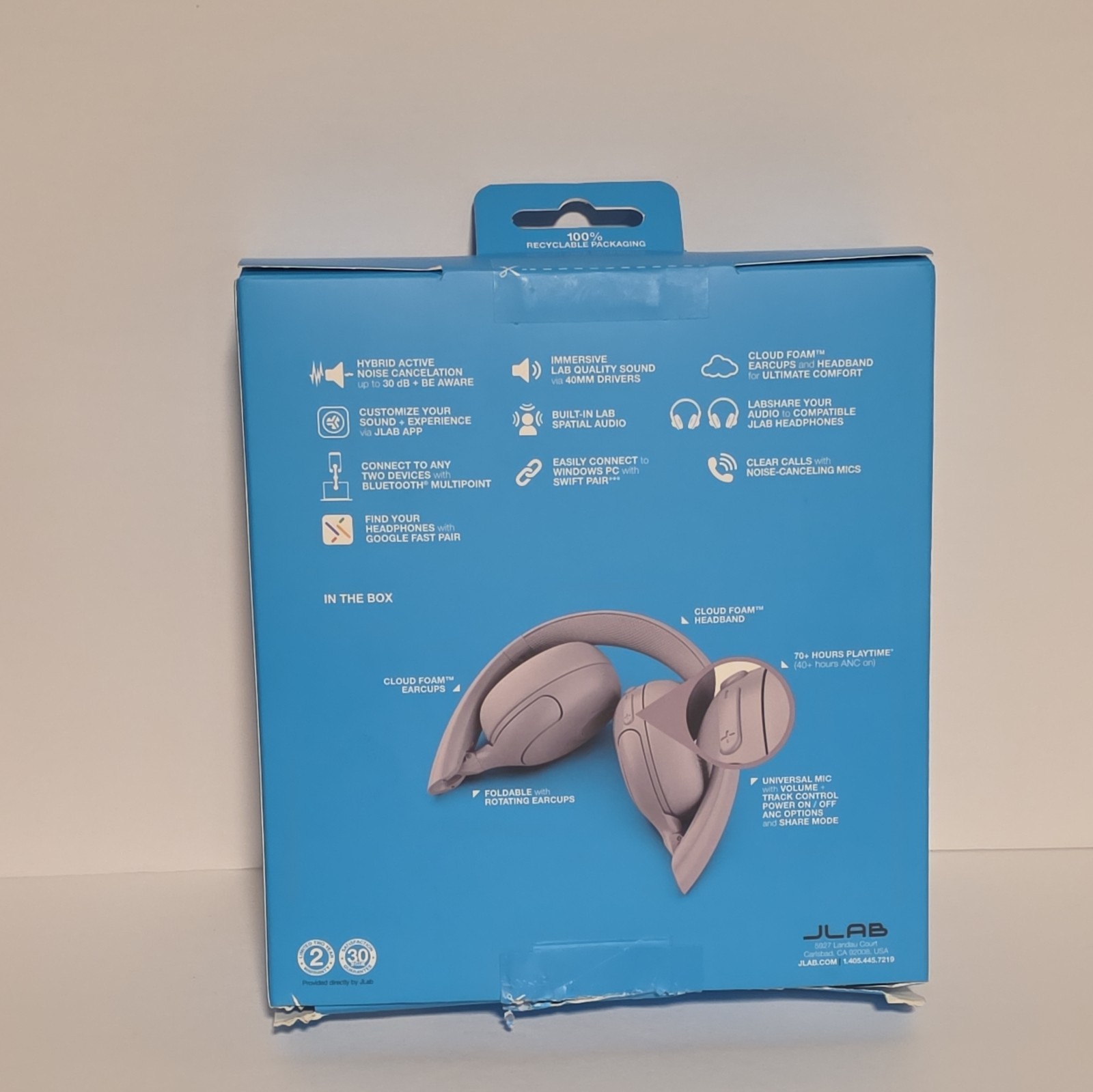 JLab Go Lux ANC Wireless Headphones Cloud White NEW, Box Damaged