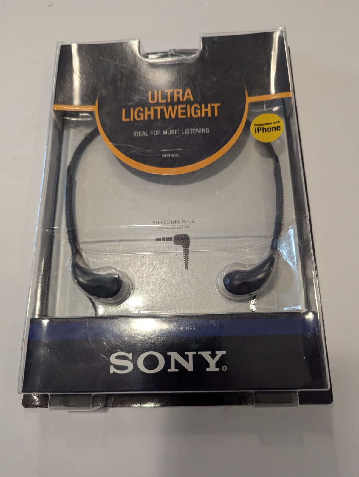 New SONY MDR-W08L Ultra Lightweight Vertical In-ear Stereo Headphones Sealed