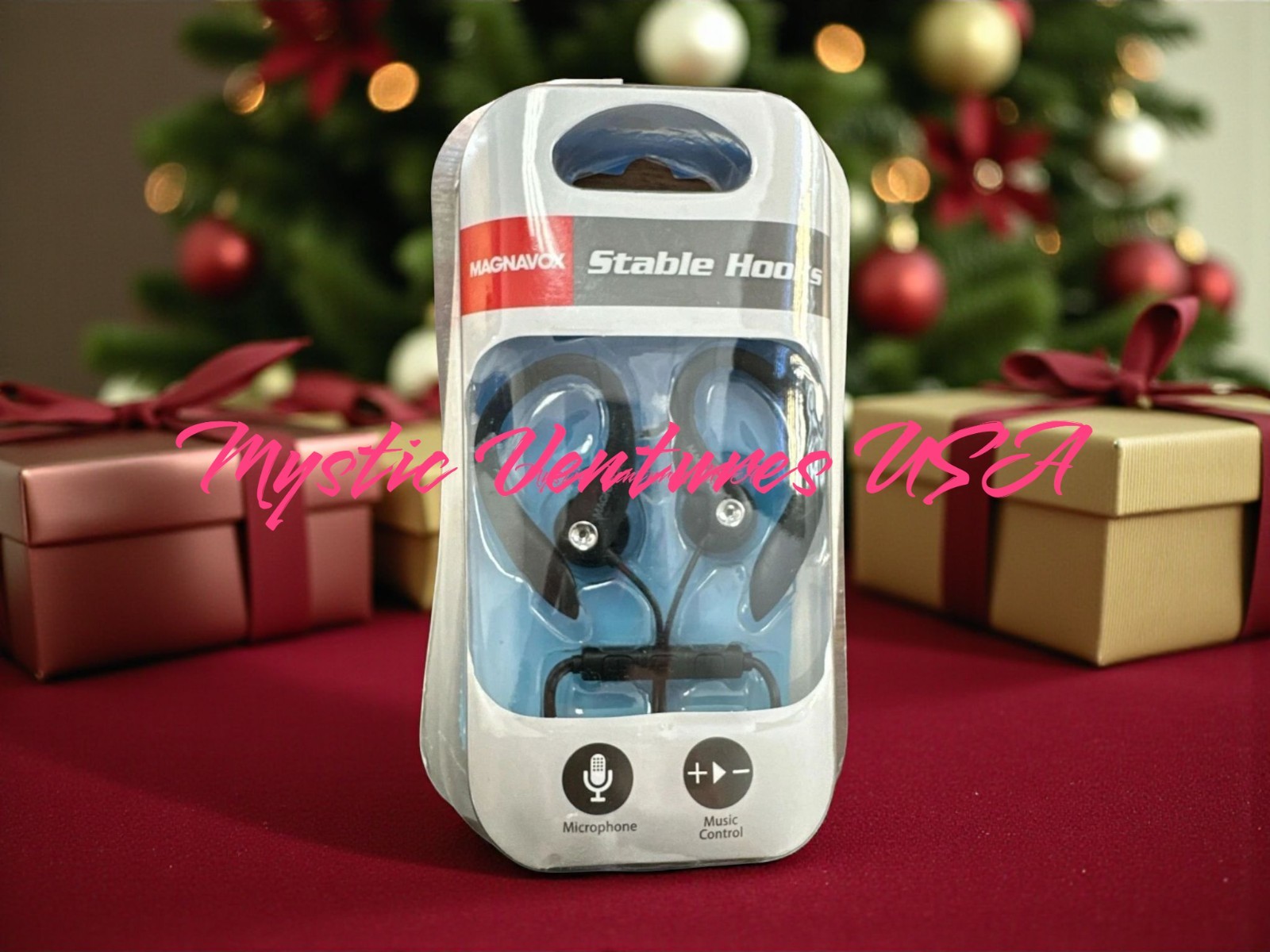 Magnavox 3.5mm MHP4854-BK Earhook Earbuds W/Microphone Black NEW RETAIL PACKAGE!