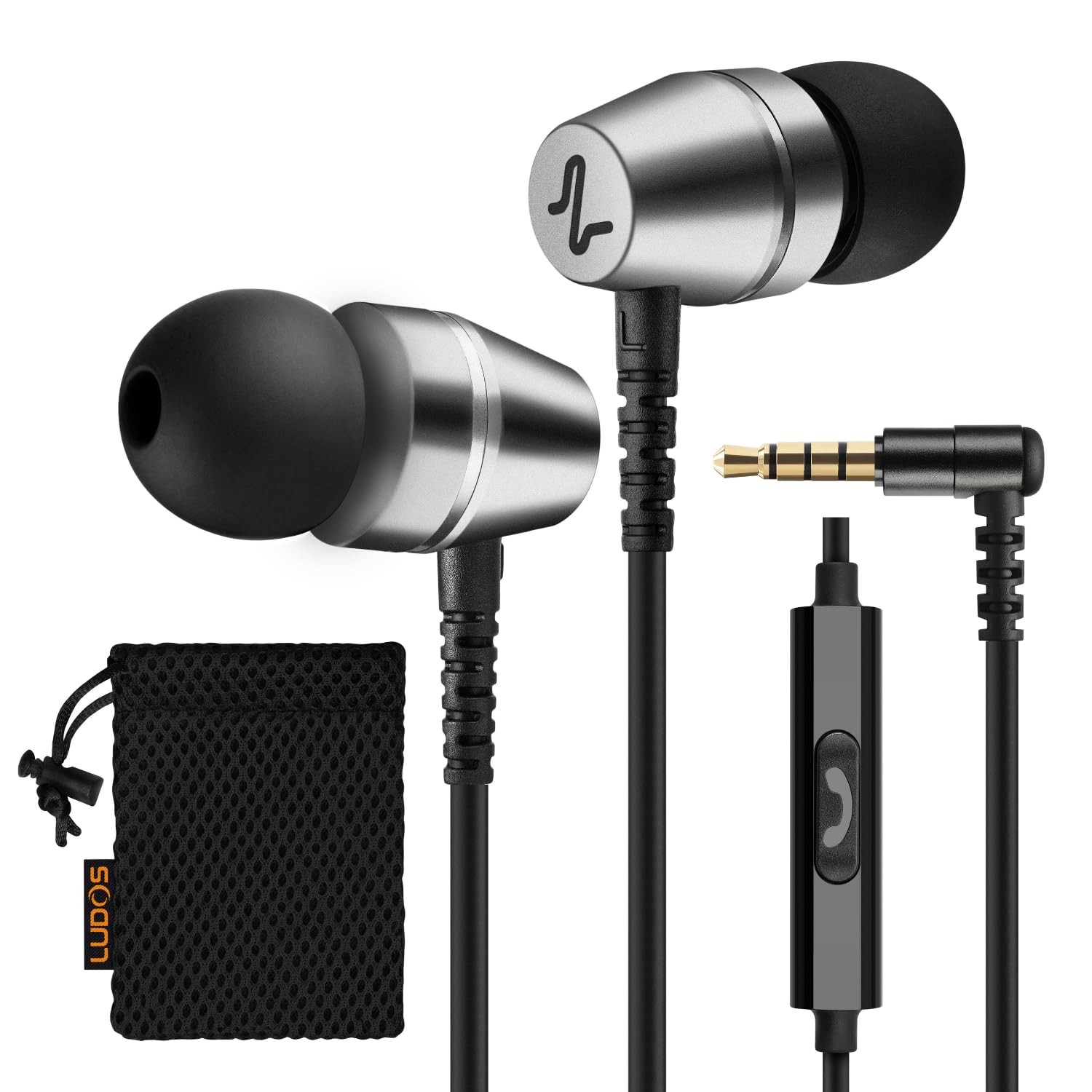 LUDOS OMNITONE Wired Earbuds in-Ear Headphones, 5 Years 1 Pack, Grey