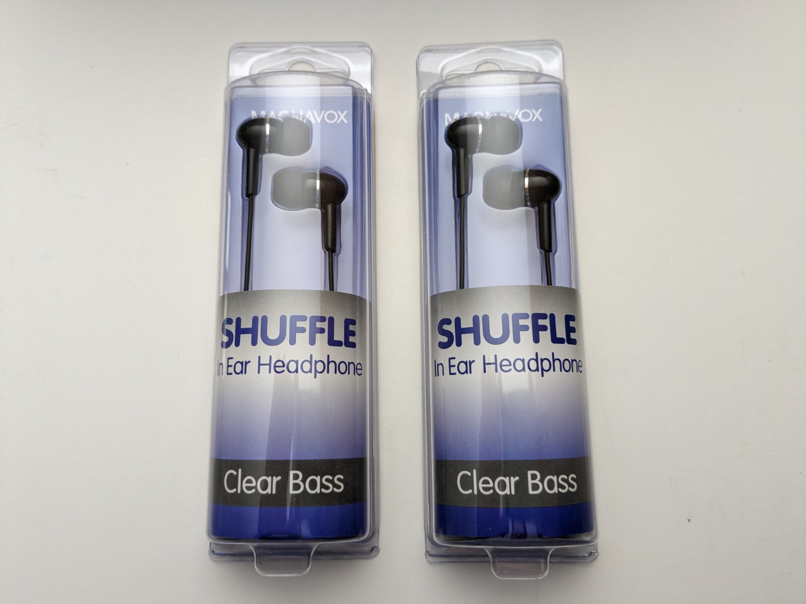 Magnavox Shuffle In Ear Headphone Clear Bass Black 2 pack