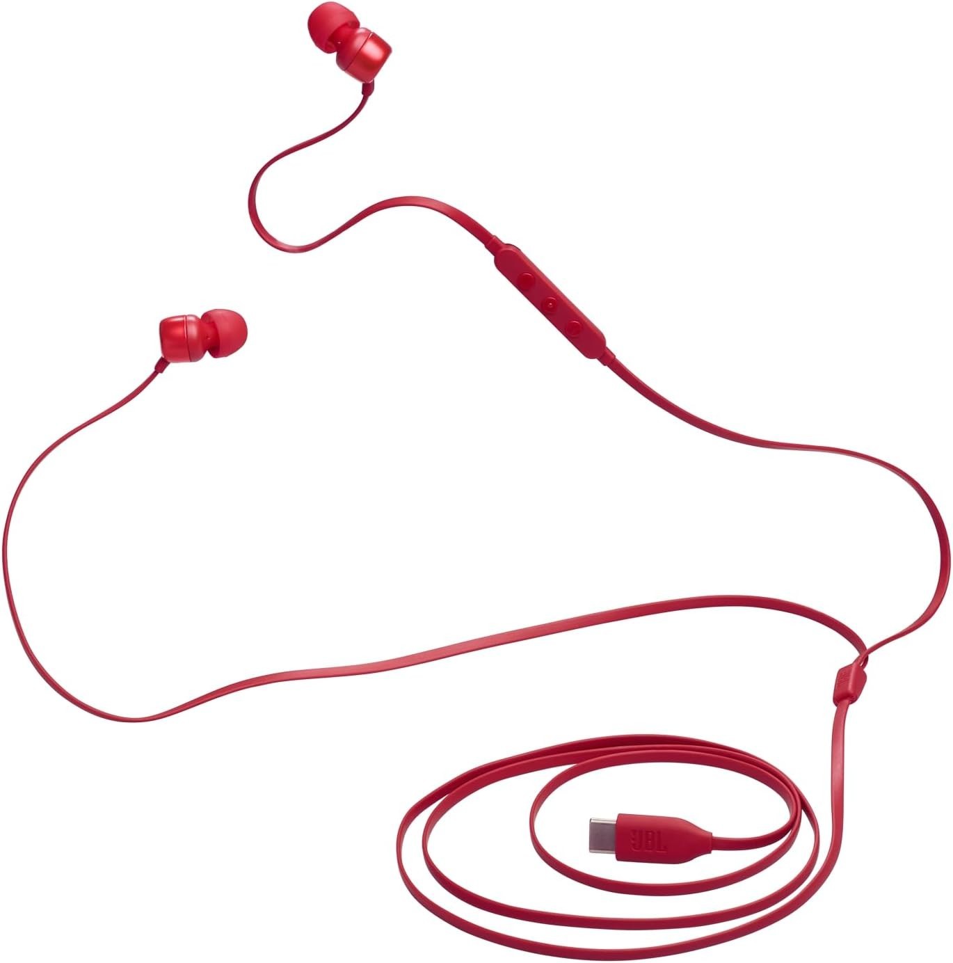 JBL Tune 310C USB-C Wired In-Ear Headphones – Red – Hi-Res Audio Pure Bass Mic