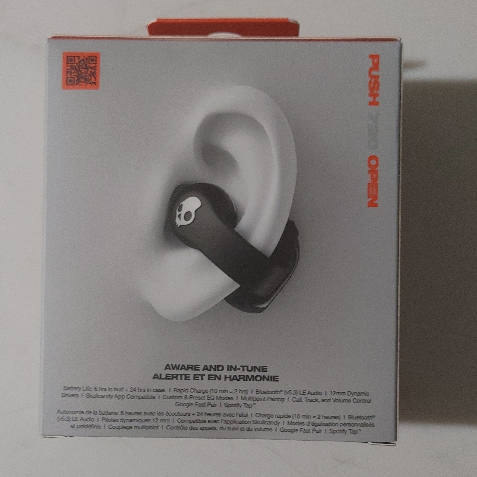 Skullcandy Push 720 Open True Wireless Bluetooth In-Ear 12mm Spotify Tap Black