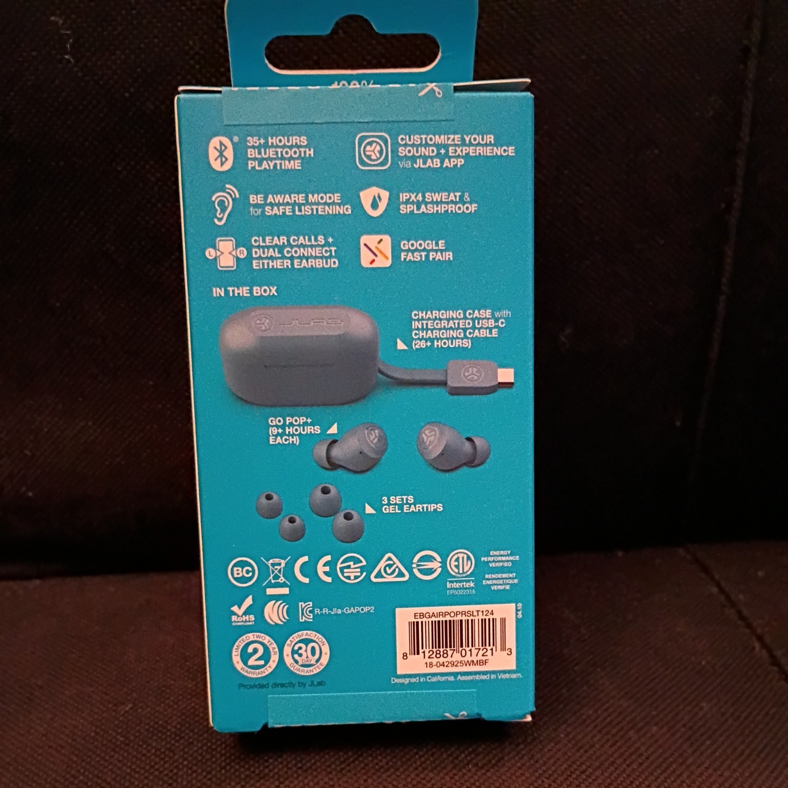 JLab EBGAIRPOPRSLT124 GO Air POP True Wireless In-Ear Headphones – Slate