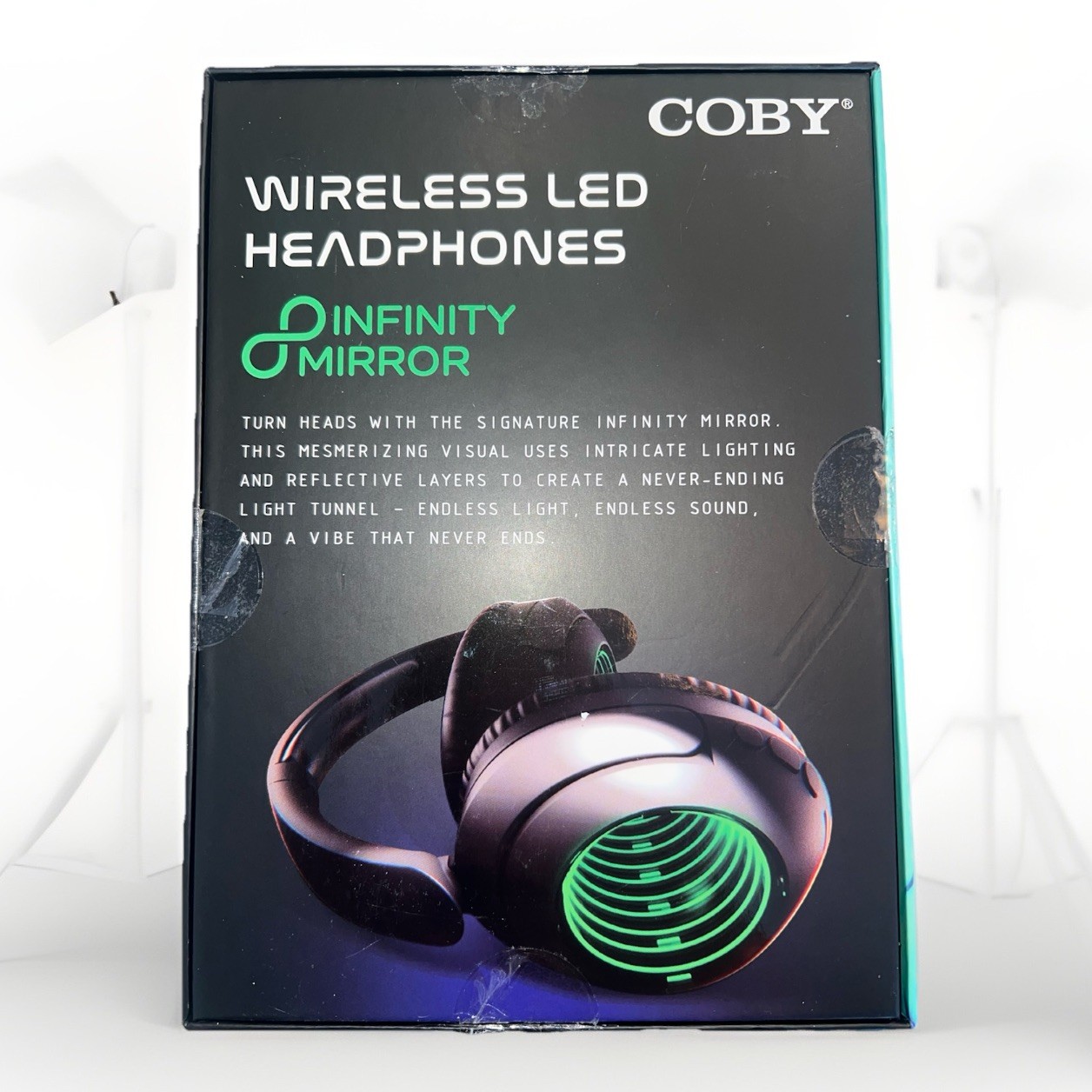 New Coby LED Wireless Over Ear Headphones W/ Infinity Mirrors