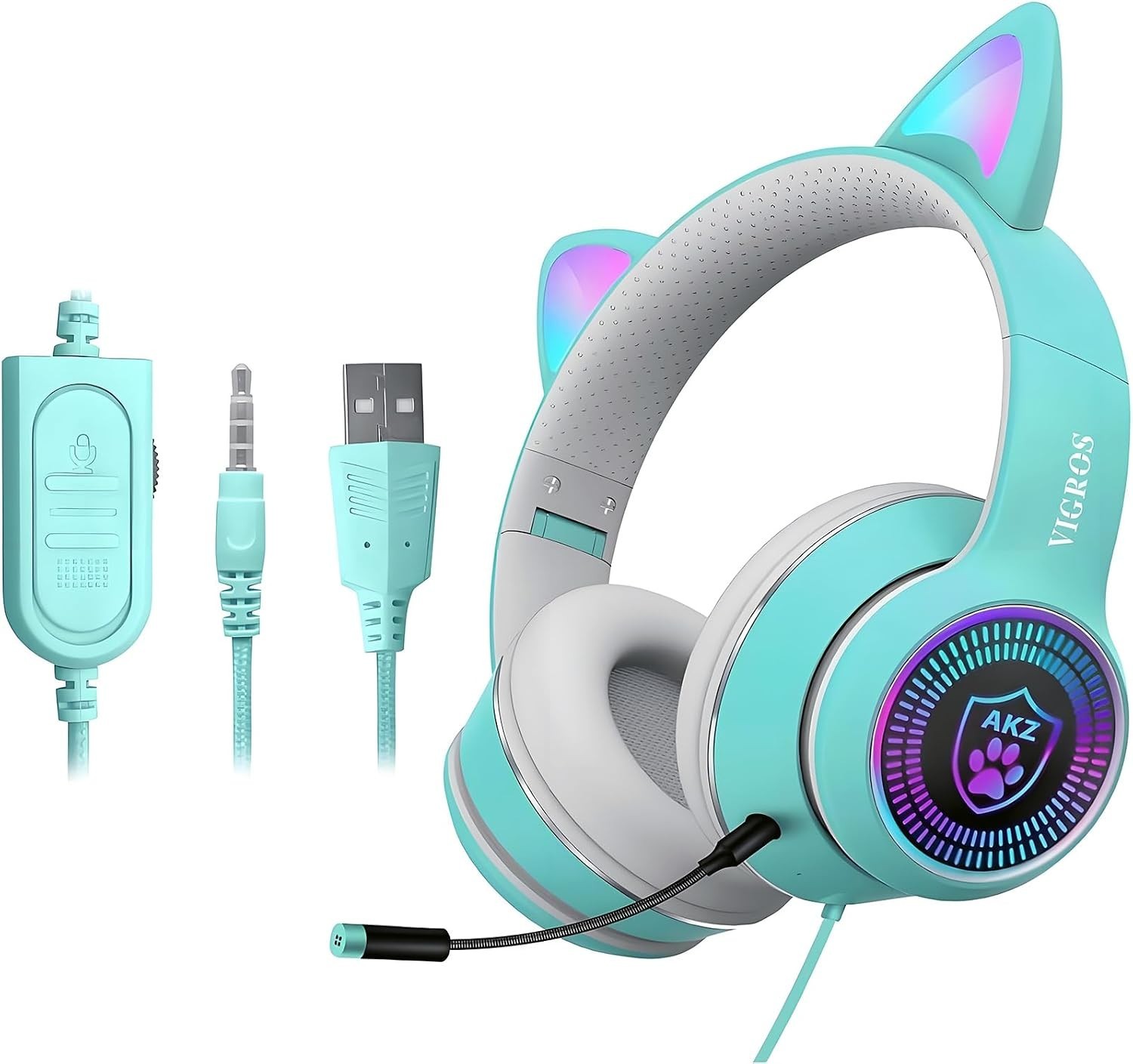 Fun Cat Ear Gaming Headphones with LED Lights – For Kids & Adults, 3.5mm