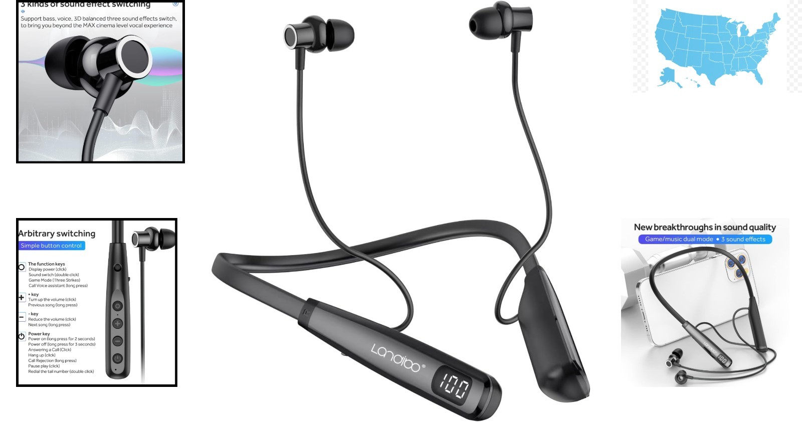 Active Noise Cancellation Wireless Earphones – 100H Battery Life & Waterproof