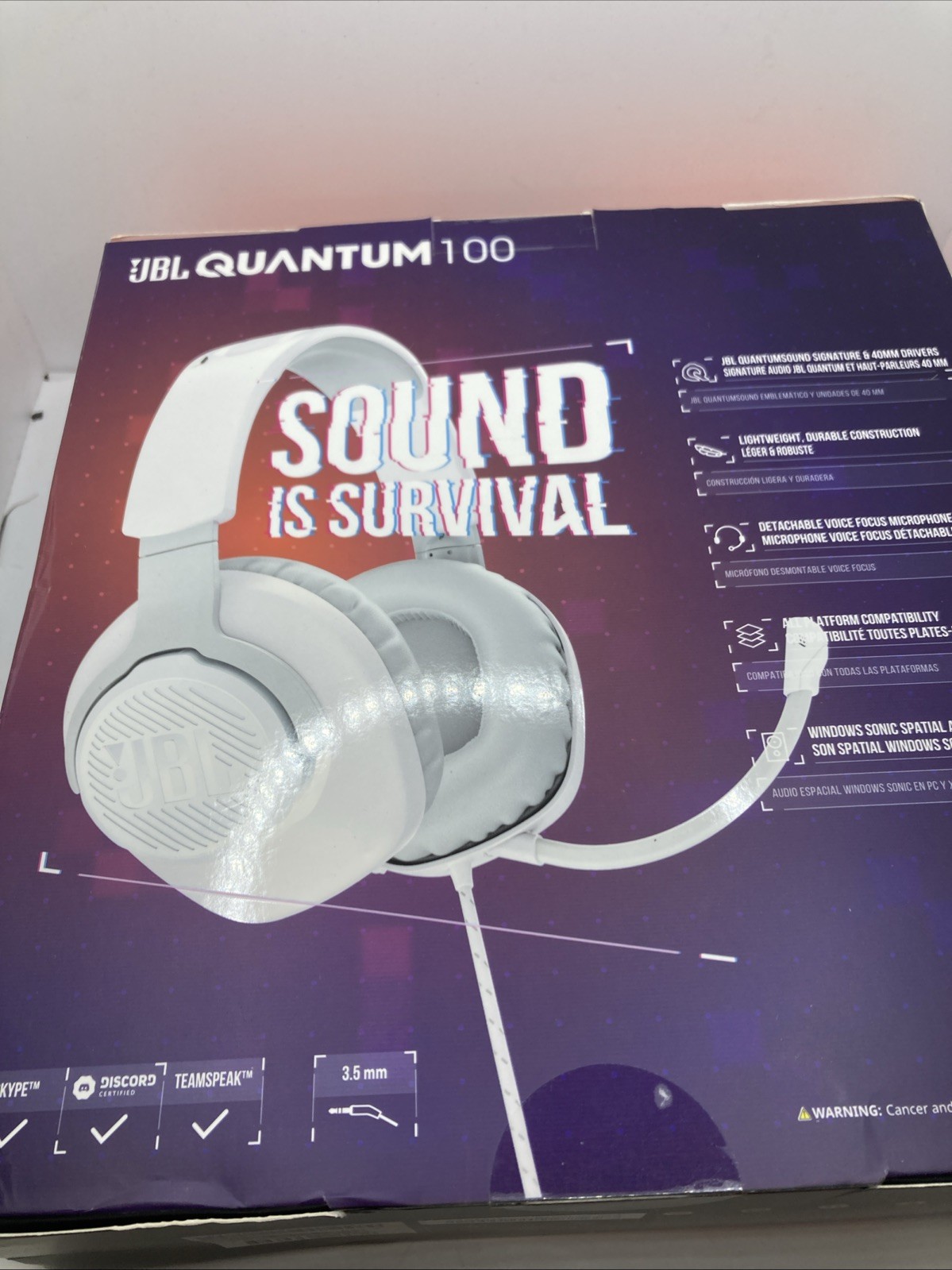 Brand New JBL Quantum 100 Wired Gaming Headset – Detachable Mic. MR