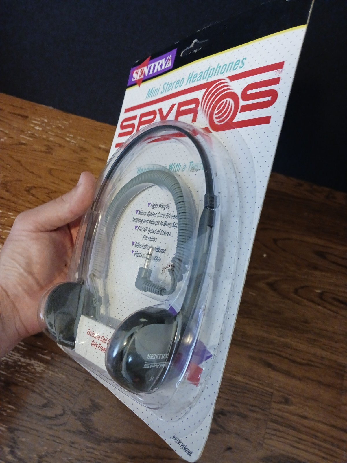 Vintage SENTRY SPYROS COILED CORD Gray Mini Stereo Headphone Ear Pads H0420 New!