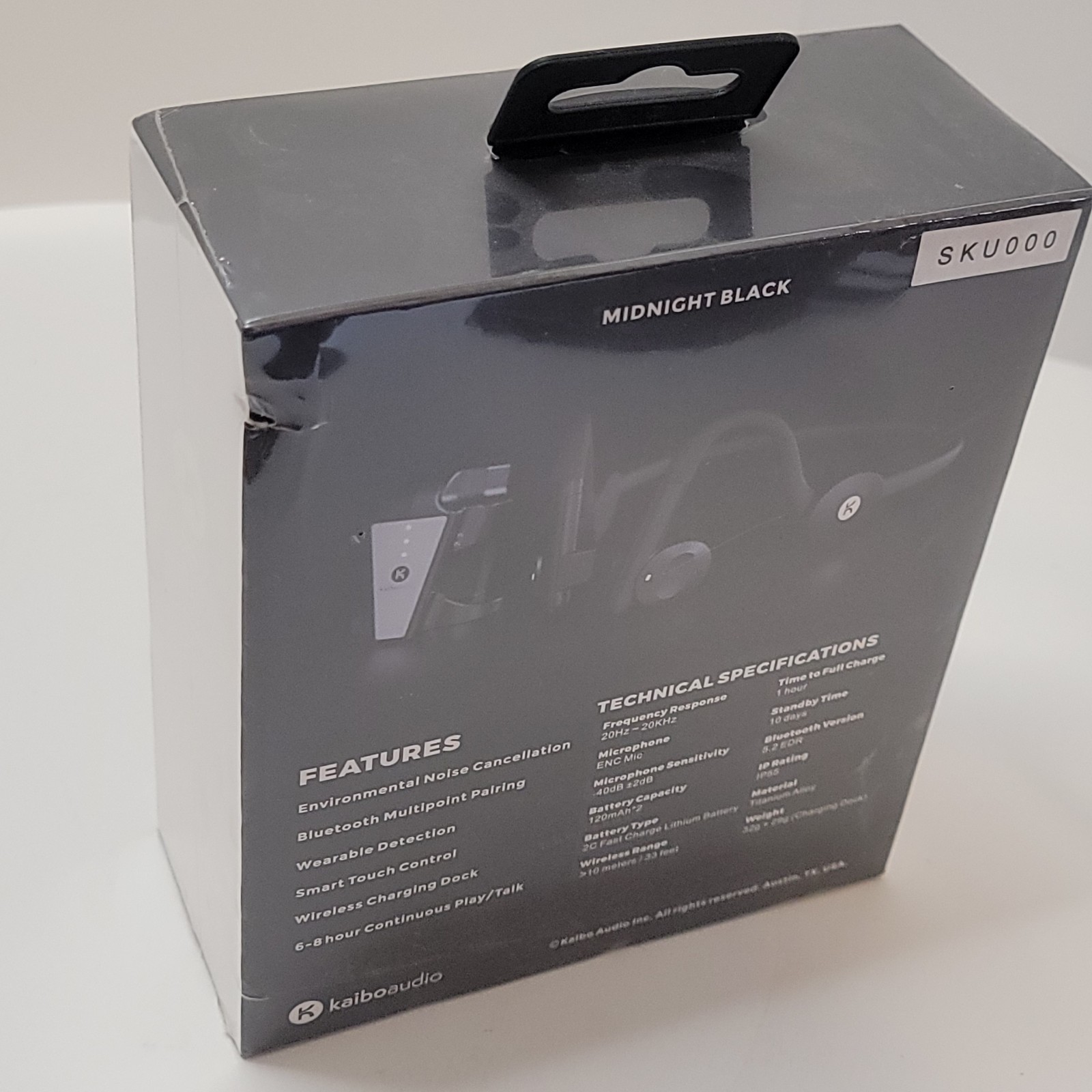 Kaibo Flex Bluetooth Headphones Bone Conduction Kaiboaudio Open Ear Black