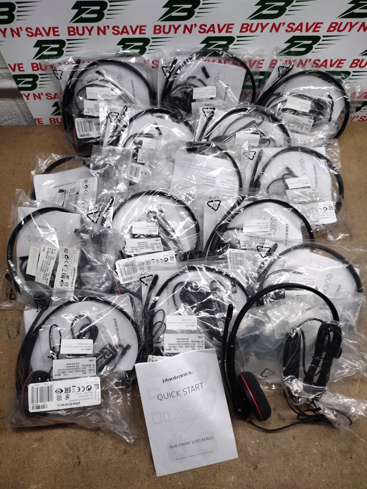 Lot of 15 – Plantronics BLACKWIRE C3210 USB-C 209748-104 Black Headphones – NEW