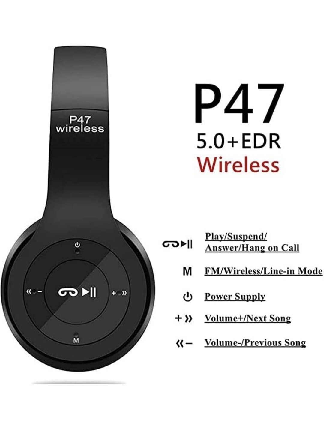 P47 5.0 + EDR Wireless Headphones White