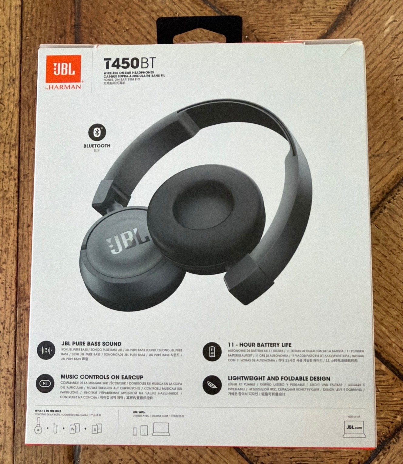 JBL T450BTBLK Wireless On-ear Headphones – Black