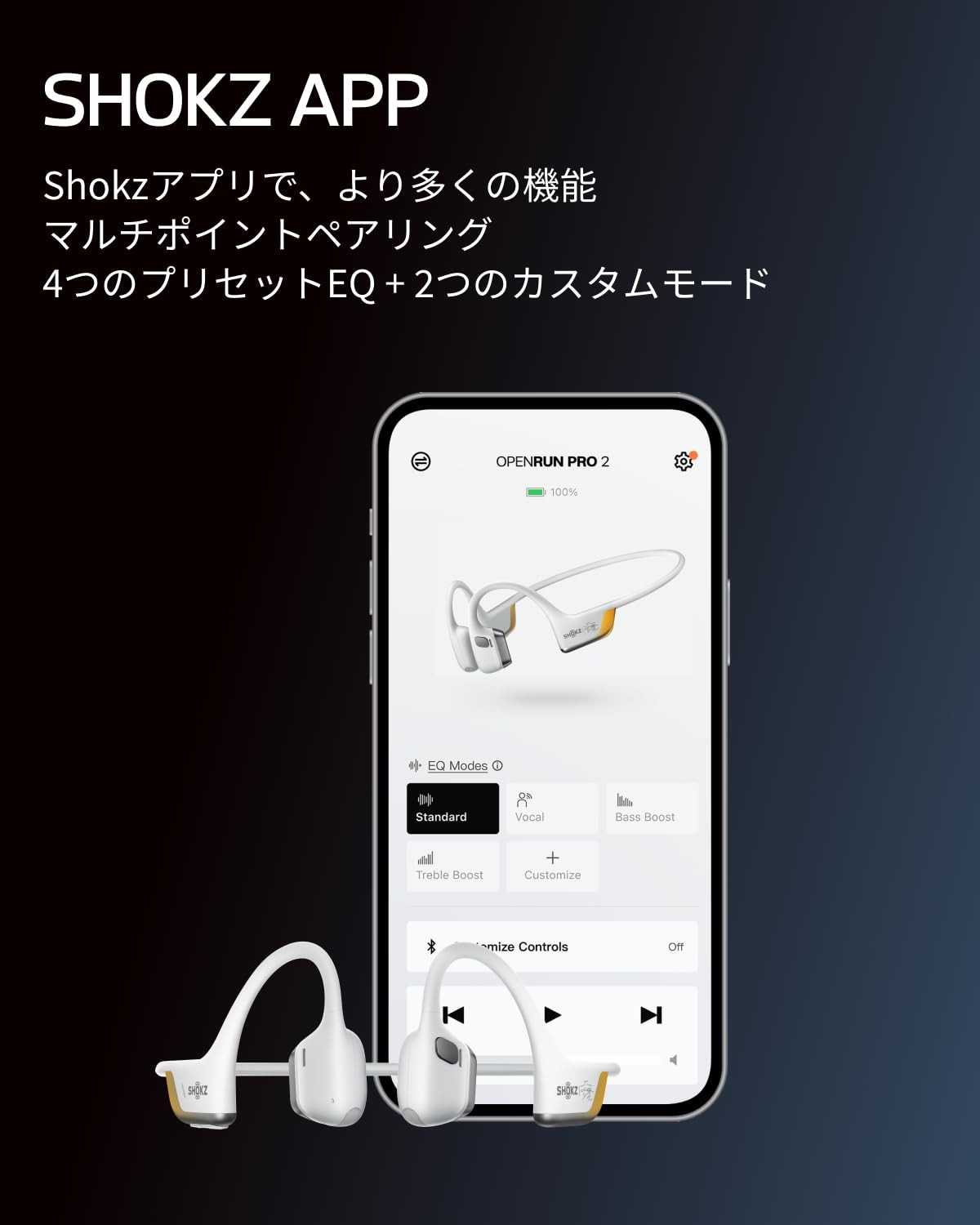 Shokz OpenRun Pro 2 Open-Ear Bone Conduction Headphones Gray
