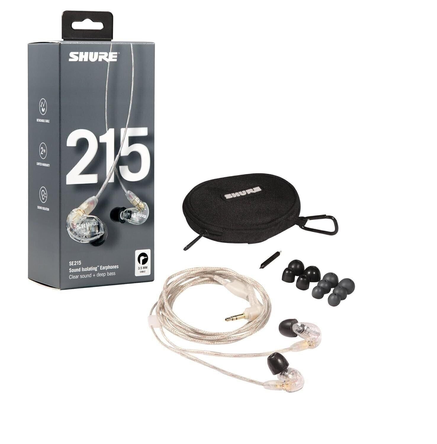 Shure SE215-CL Sound Isolating Earphones with Single Dynamic MicroDriver Clear
