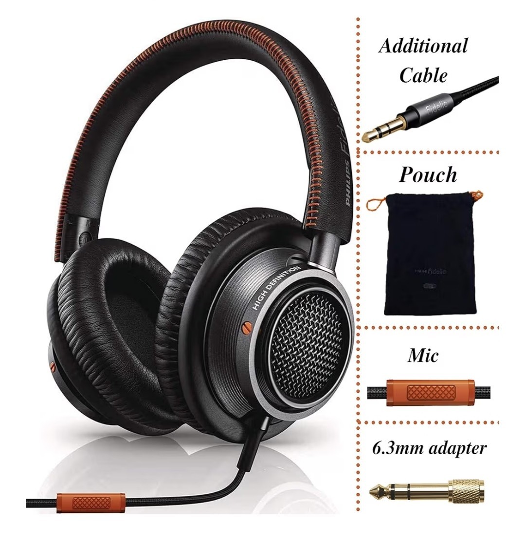 Philips Fidelio L2 Over-Ear Open-Air Headphones 40mm Drivers- Black Fl2P w Mic