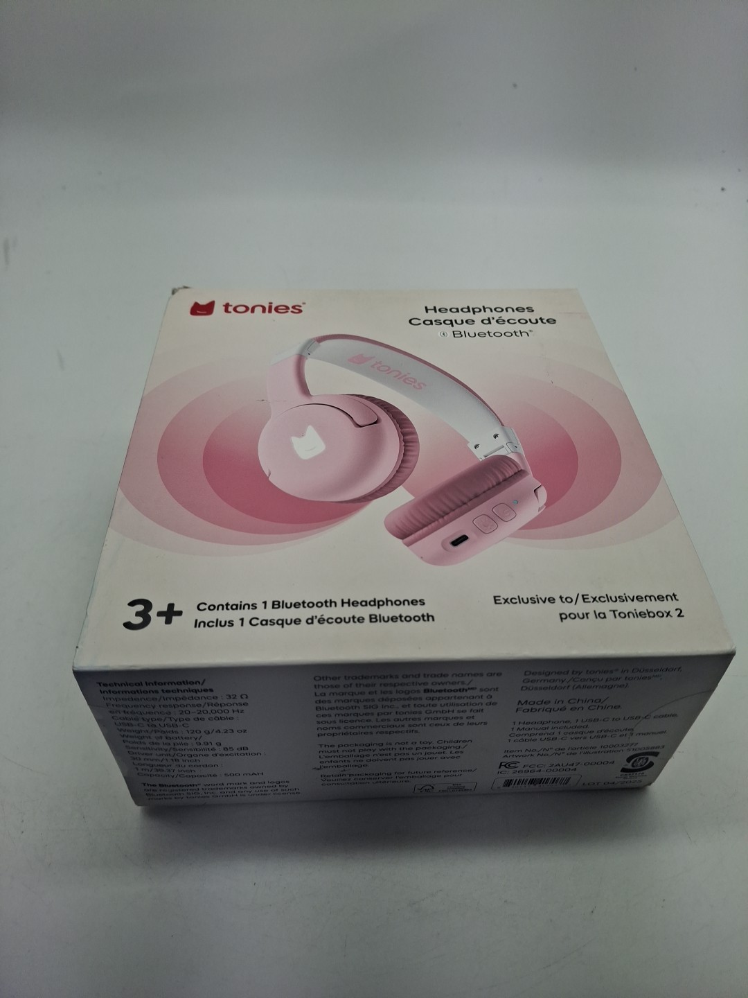 Bluetooth Headphones for Tonies Cloud Pink Brand New