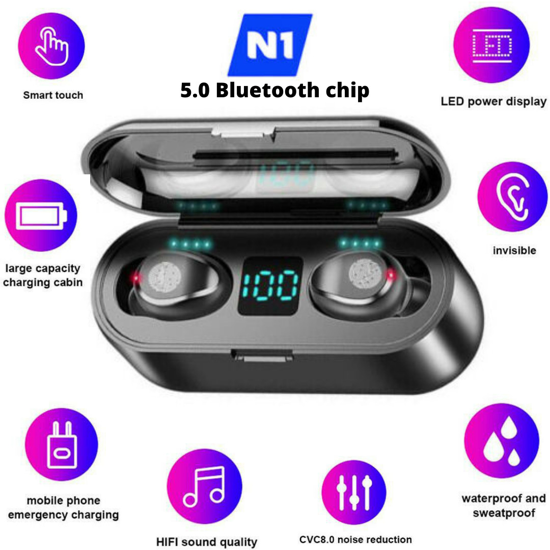 N1 Bluetooth Headset 5.0 Wireless Earphones Mini Earbuds Stereo Headphones IPX6