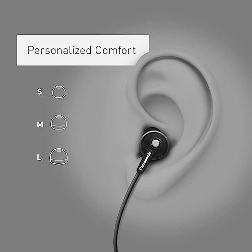 Panasonic ErgoFit Wired Earbuds, In-Ear Headphones with Dynamic Black No Mic