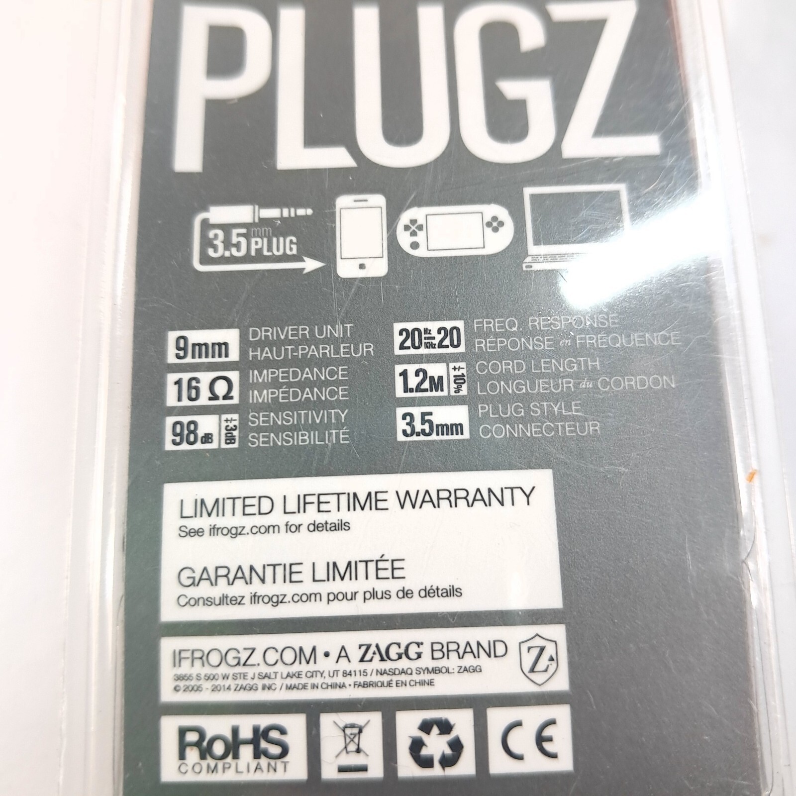 NEW iFrogz PLUGZ Ear Buds Stereo Ear Pollution Red Wired red EPD-33-RED plugs
