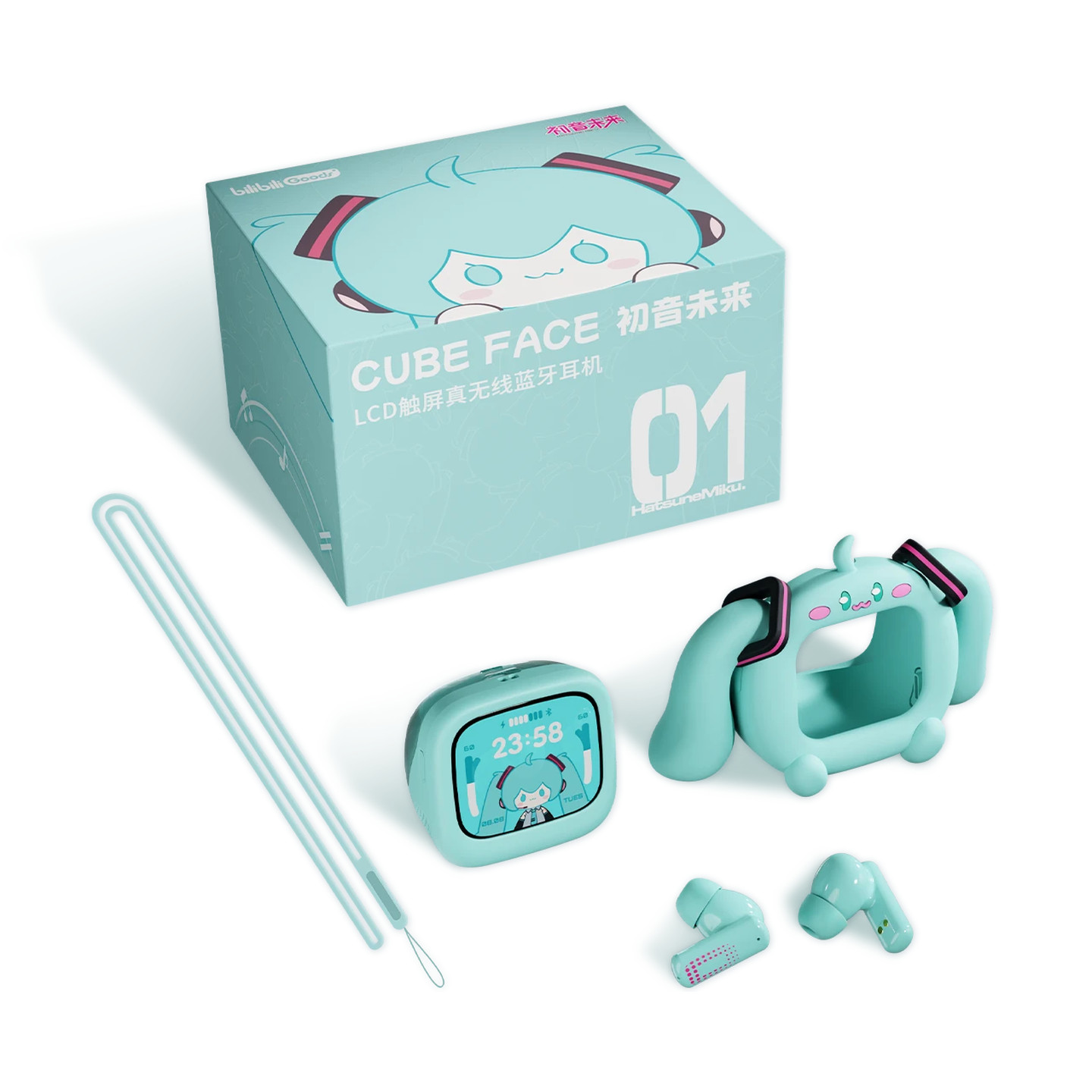 Anime Miku LCD BT Headphones Touch Screen iPhone Android
