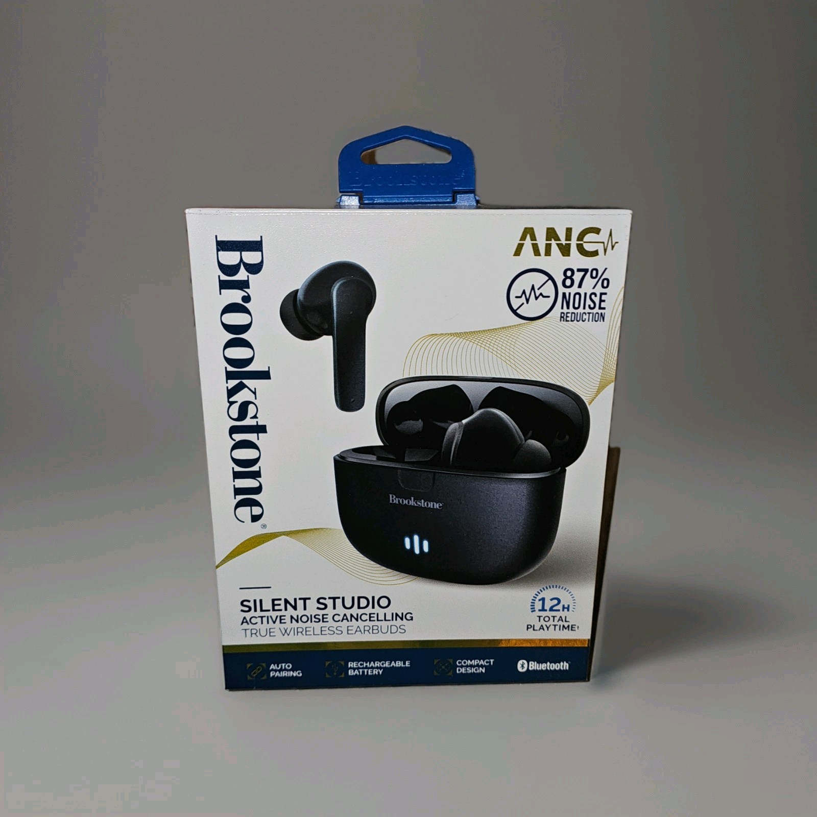 Brookstone Active Noise Cancelling Wireless Earbuds (Black) New In Box