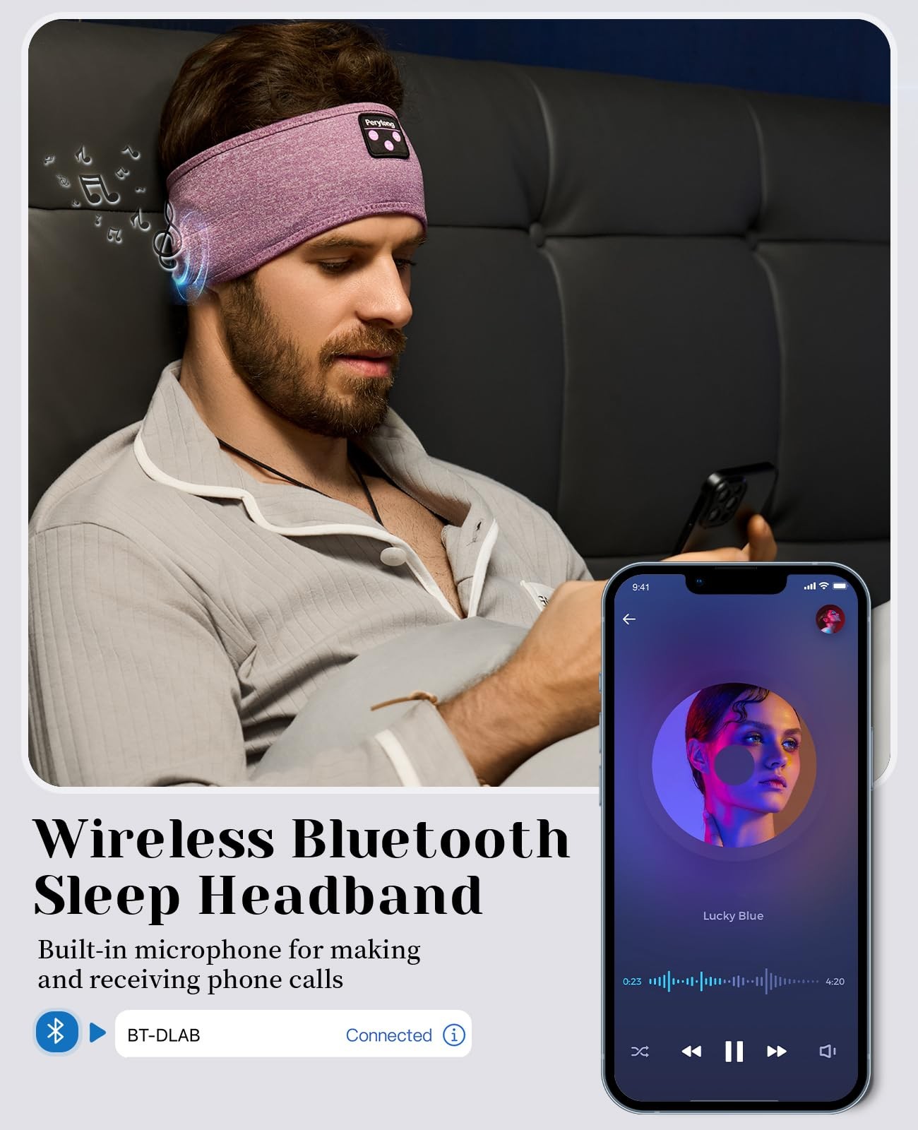 Sleep Headphones Bluetooth 5.4 Headband, Sleeping Headphones for Side Sleeper…