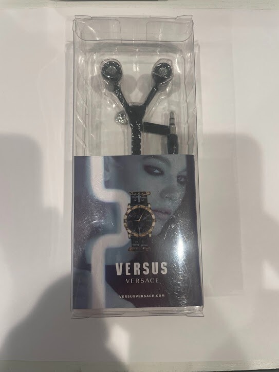 *RARE* BRAND NEW Versus Versace Zipper Style Earphones Black & Silver AUTHENTIC
