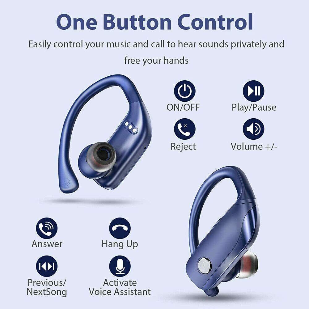 Bluetooth 5.0 True Wireless Earbuds With Mic Headphones Earhook Sport Waterproof