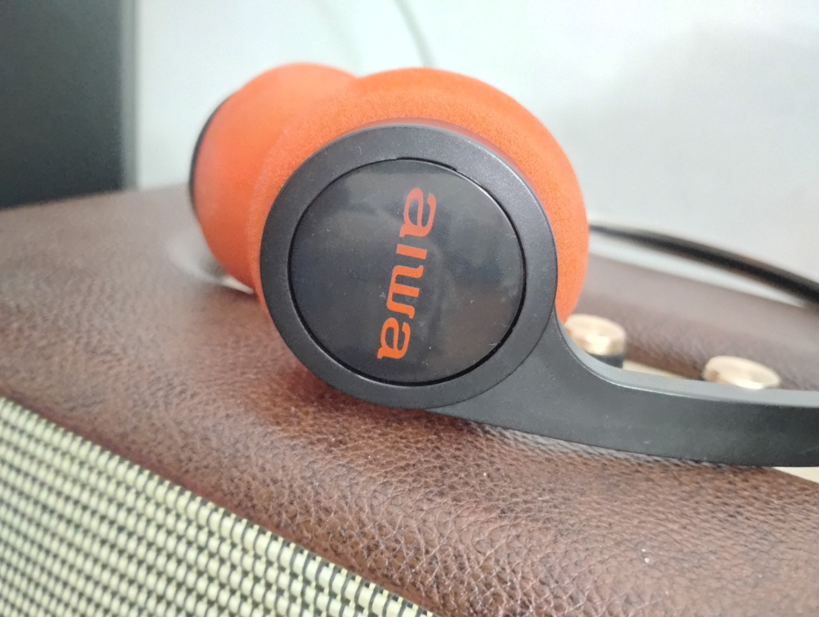 VTG Aiwa Black + Orange Vintage Wireless Headphones